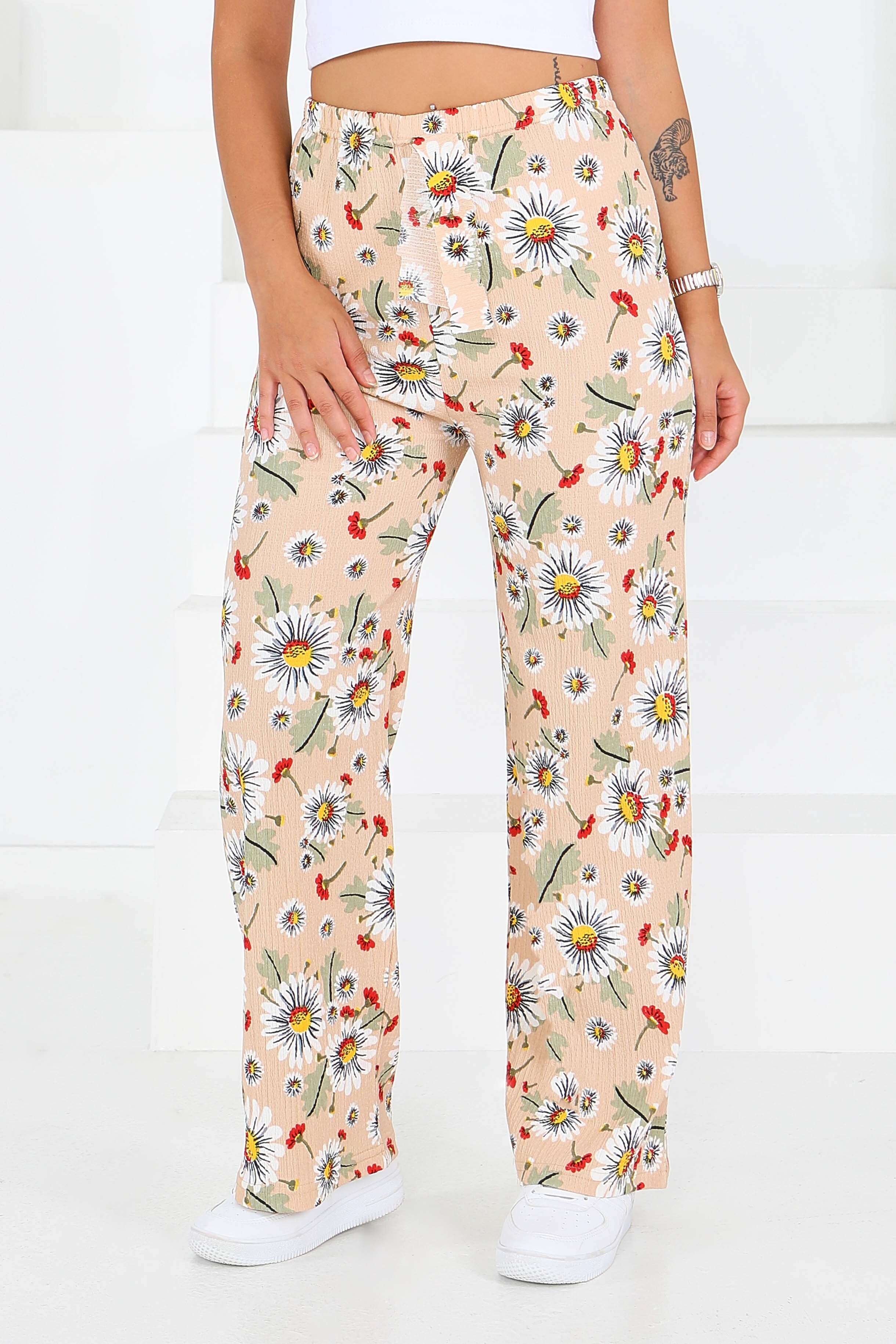 Desenli Beli Lastikli Bürümcük Pantolon - 27679 - 3