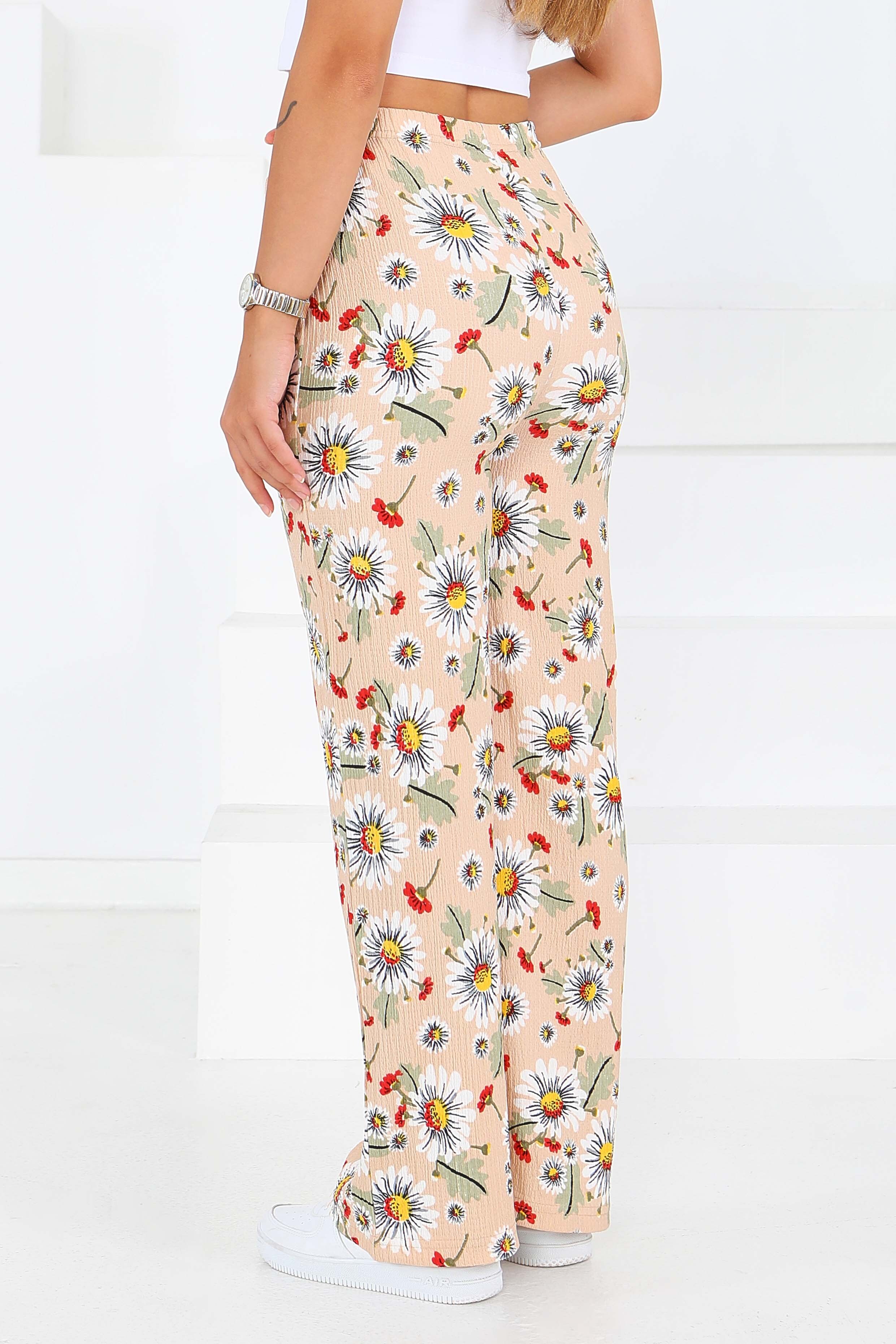 Desenli Beli Lastikli Bürümcük Pantolon - 27679 - 4