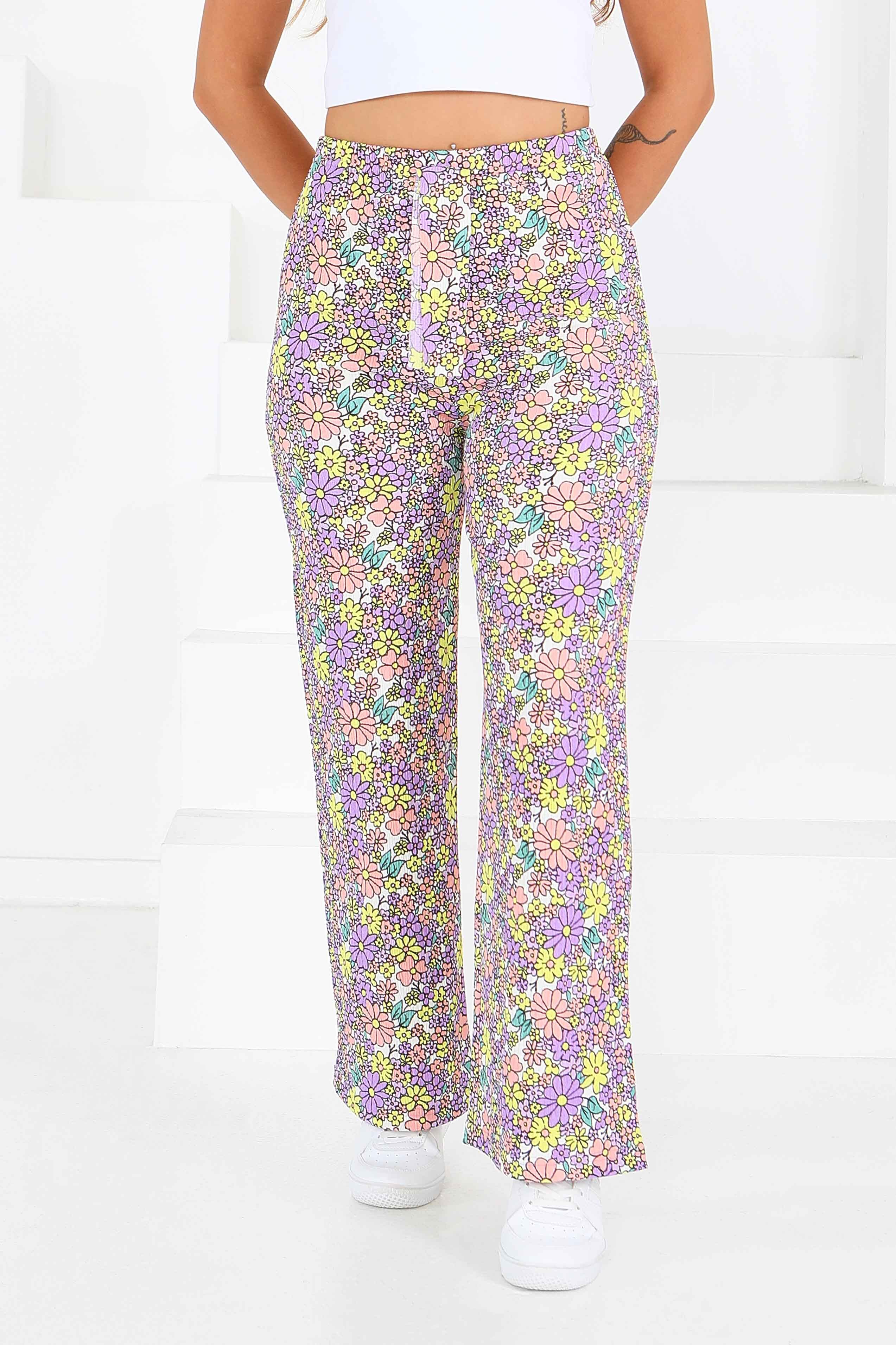 Desenli Beli Lastikli Bürümcük Pantolon - 27681 - 1