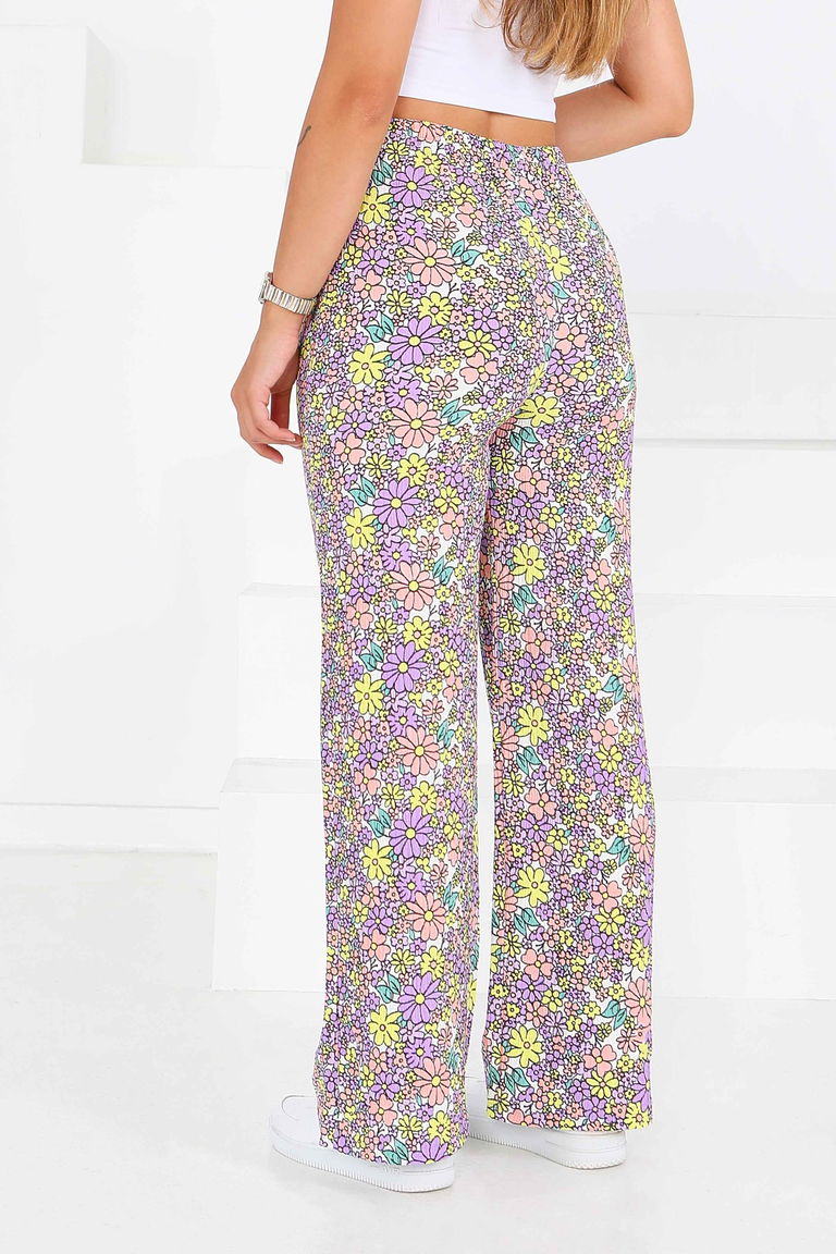 Desenli Beli Lastikli Bürümcük Pantolon - 27681 - TOFİSA