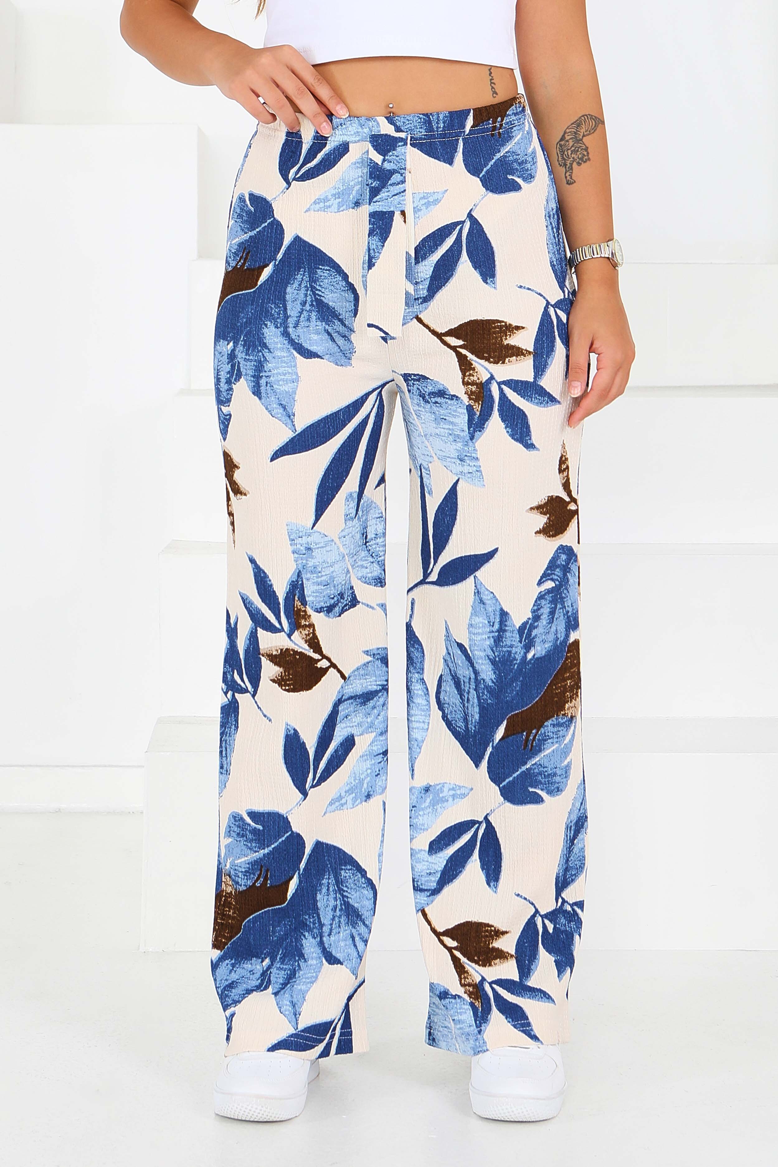 Desenli Beli Lastikli Bürümcük Pantolon - 27682 - 3