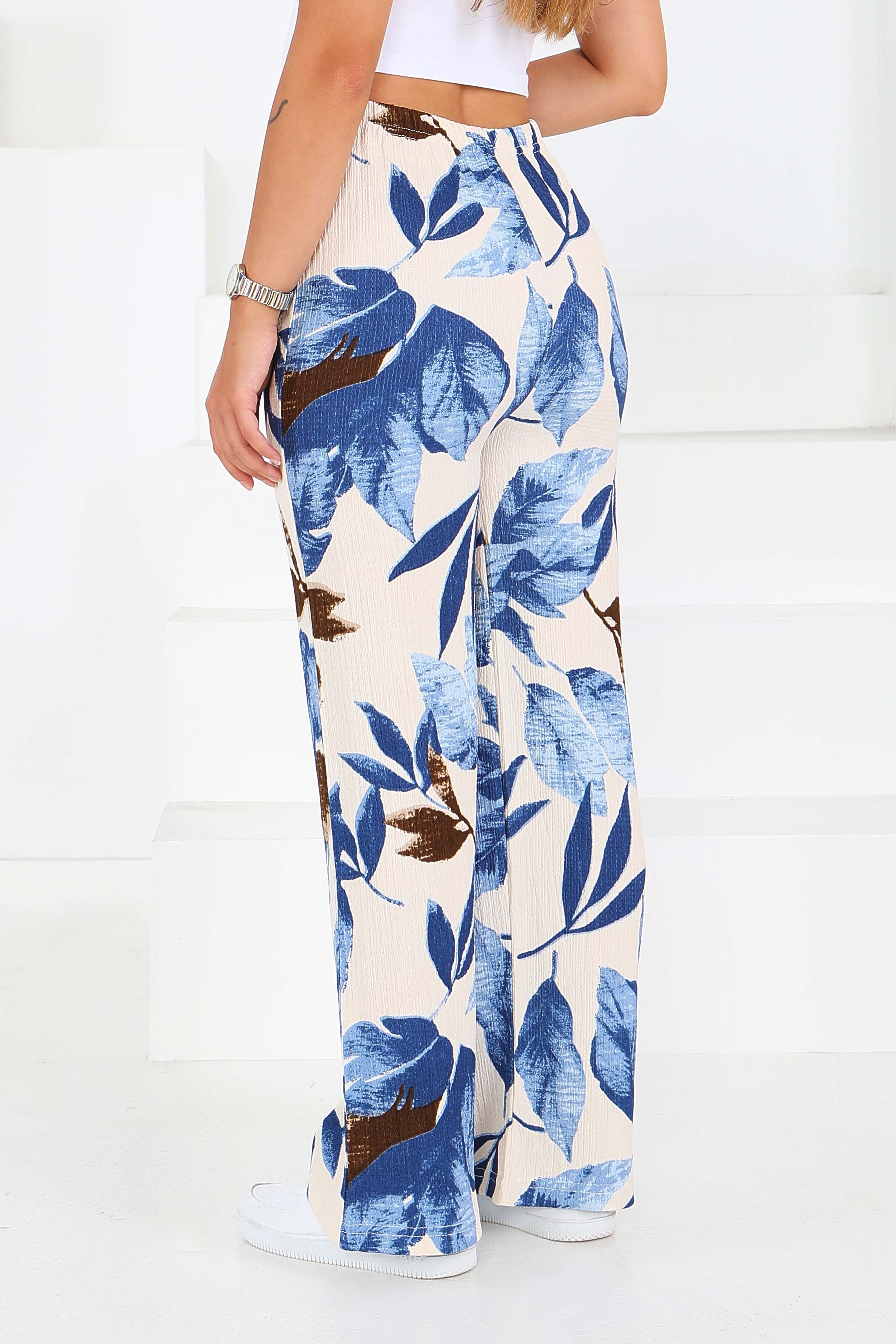 Desenli Beli Lastikli Bürümcük Pantolon - 27682 - 4