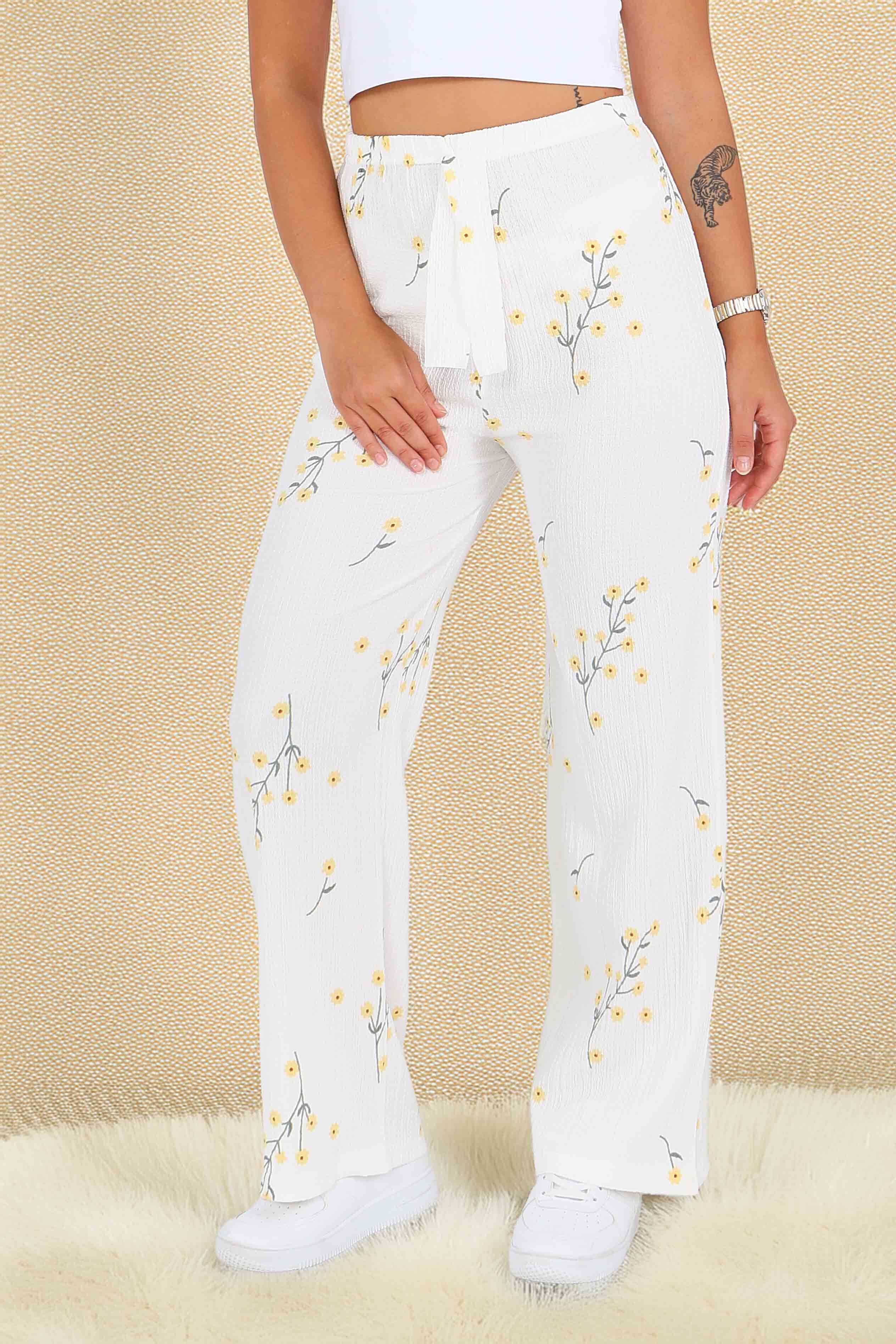 Desenli Beli Lastikli Bürümcük Pantolon - 27683 - 1