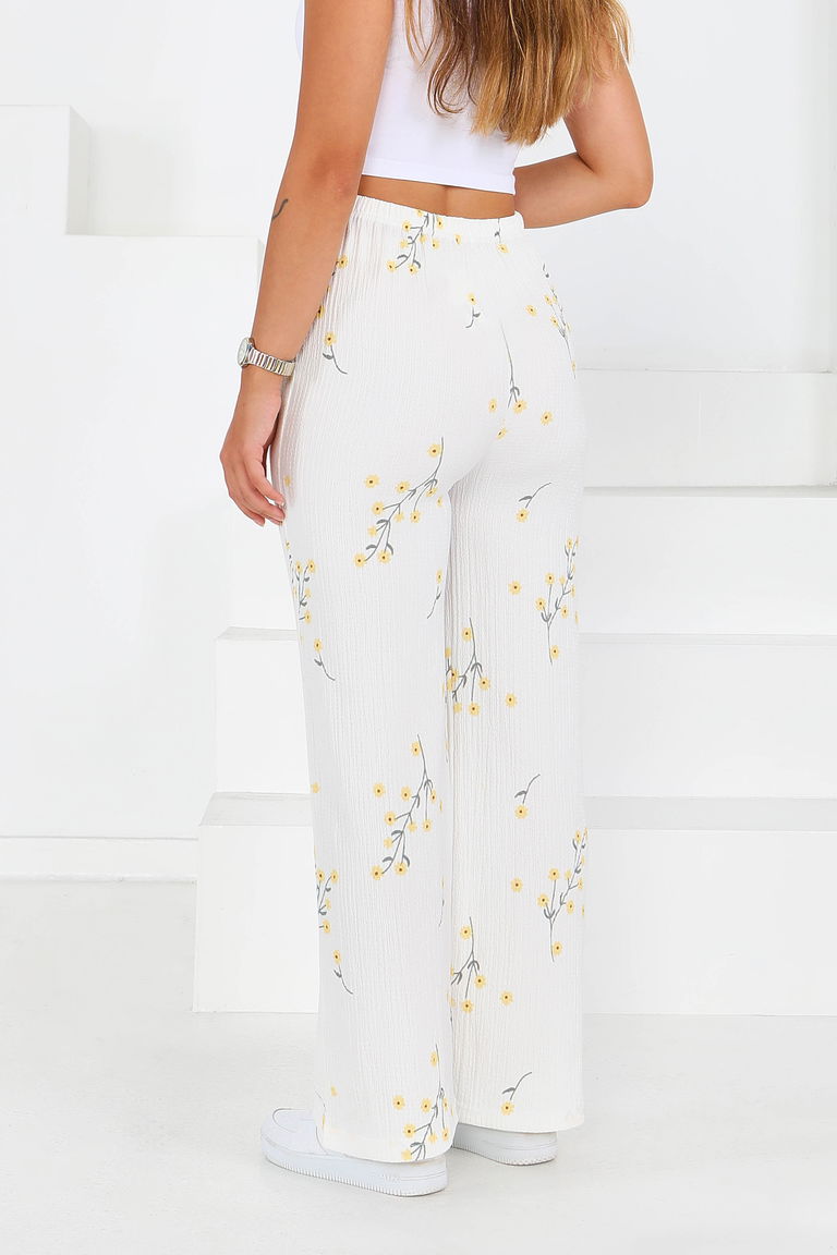 Desenli Beli Lastikli Bürümcük Pantolon - 27683 - TOFİSA