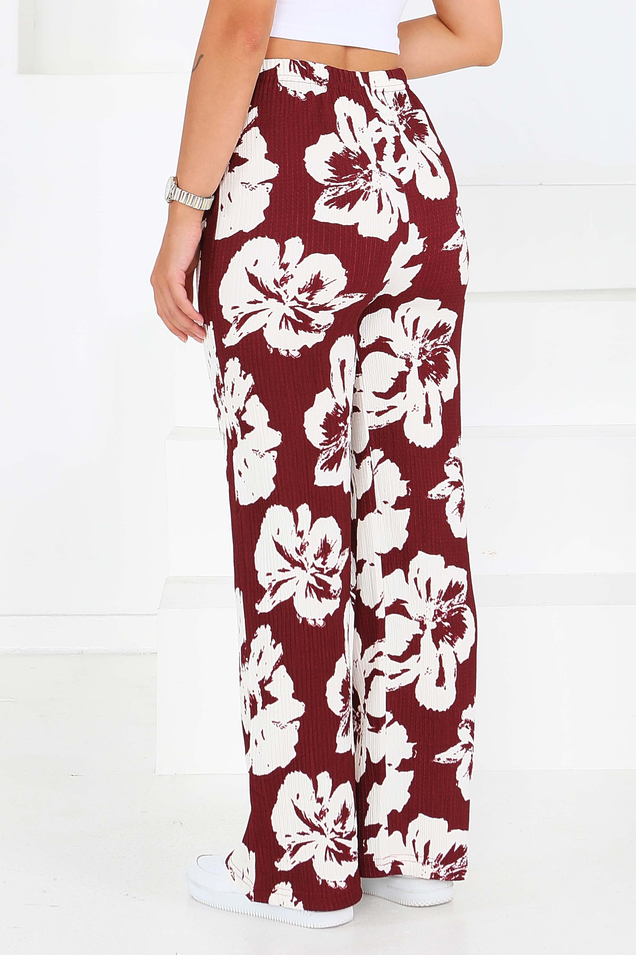 Desenli Beli Lastikli Bürümcük Pantolon - 27685 - 4