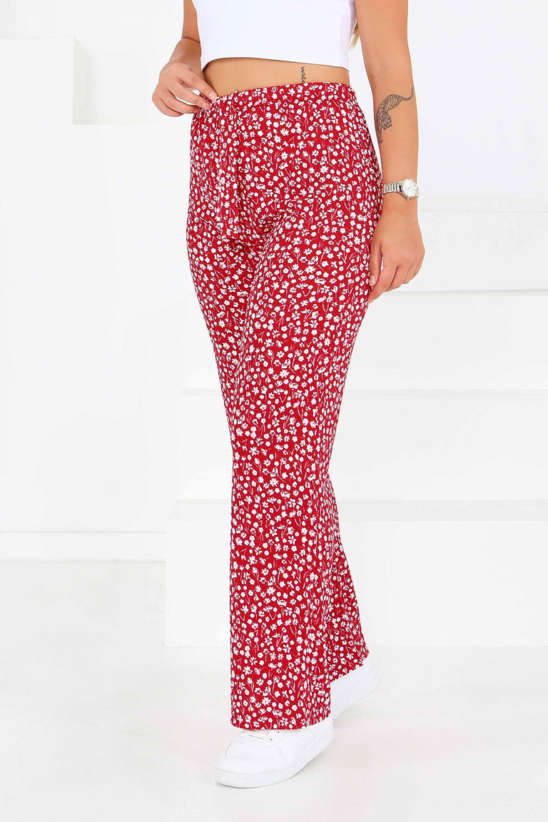Desenli Beli Lastikli Bürümcük Pantolon - 27686 - TOFİSA