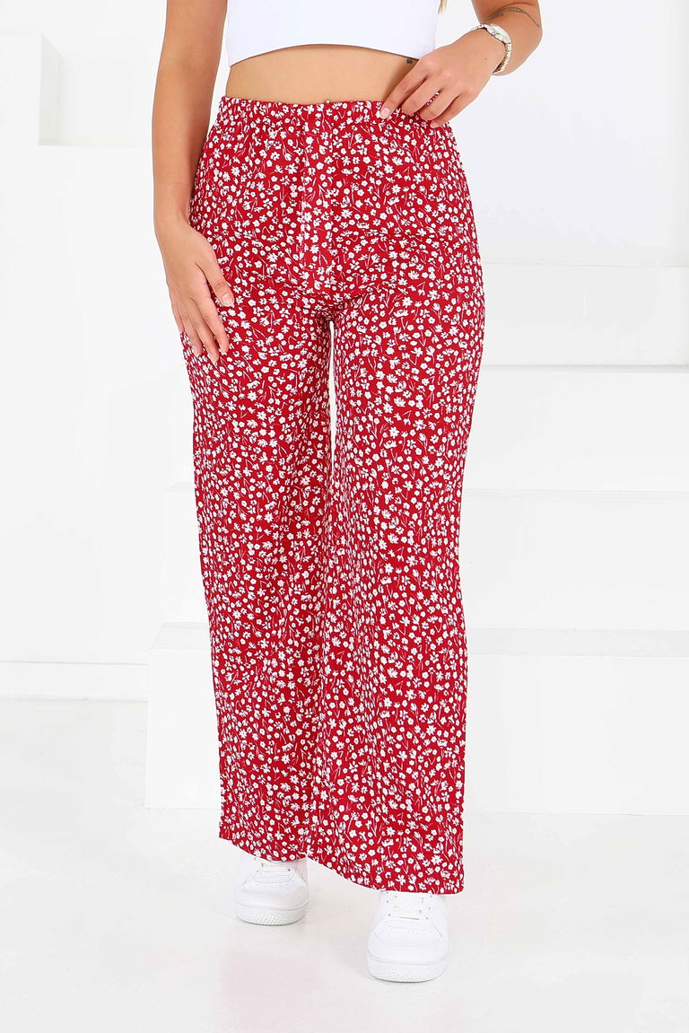 Desenli Beli Lastikli Bürümcük Pantolon - 27686 - TOFİSA