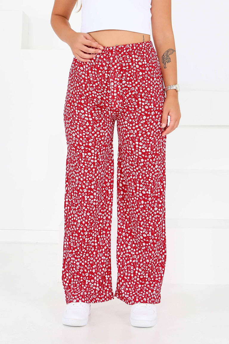 Desenli Beli Lastikli Bürümcük Pantolon - 27686 - TOFİSA