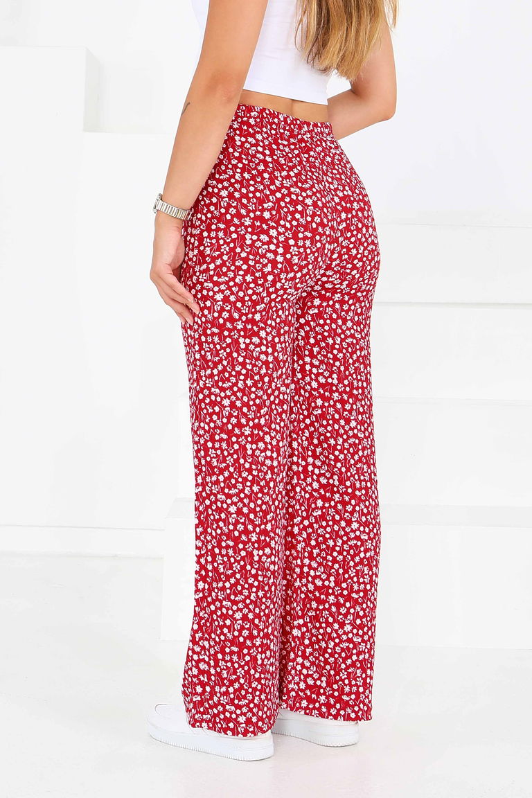 Desenli Beli Lastikli Bürümcük Pantolon - 27686 - TOFİSA