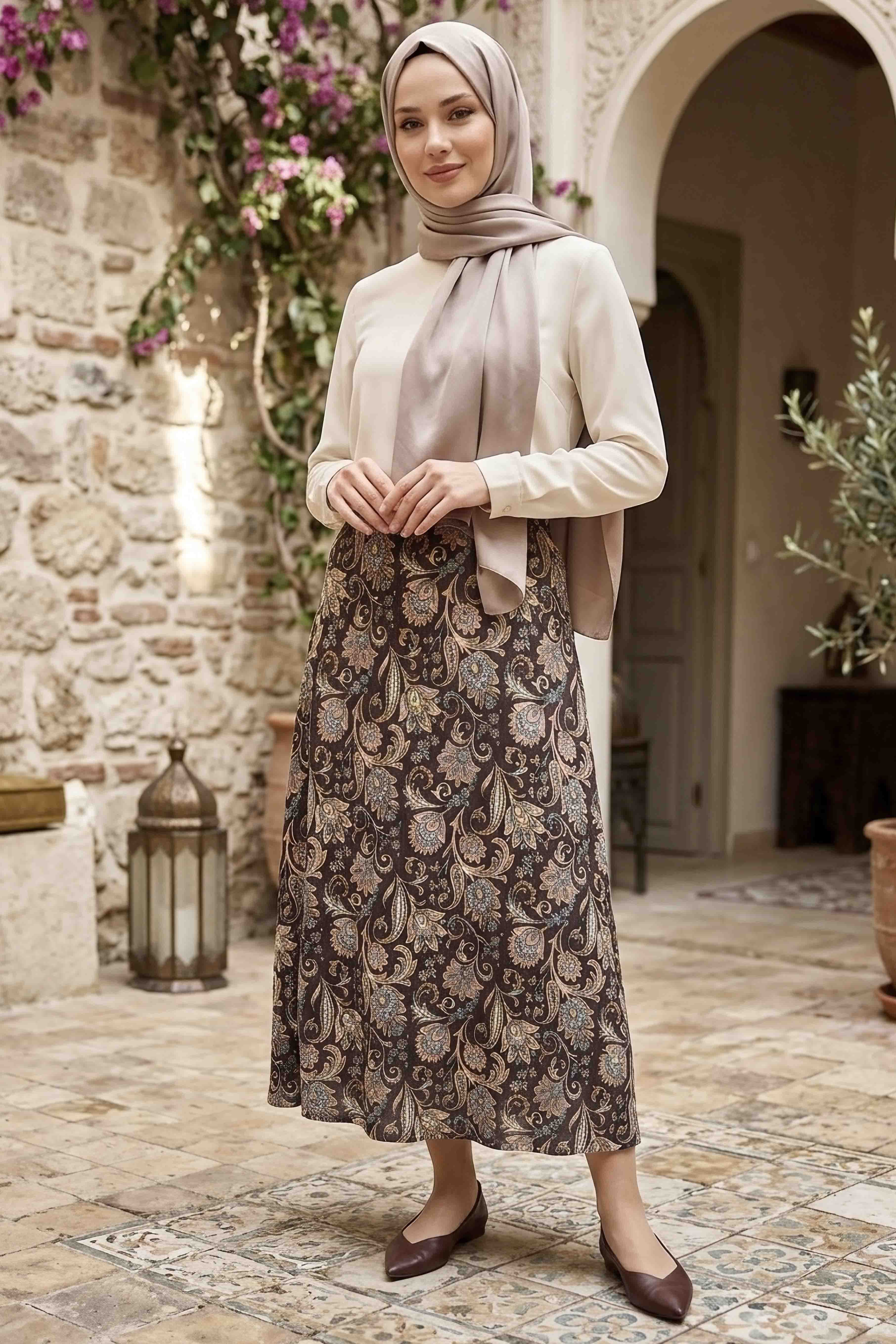 Desenli Bürümcük Etek - 2097-SIYAH - 1