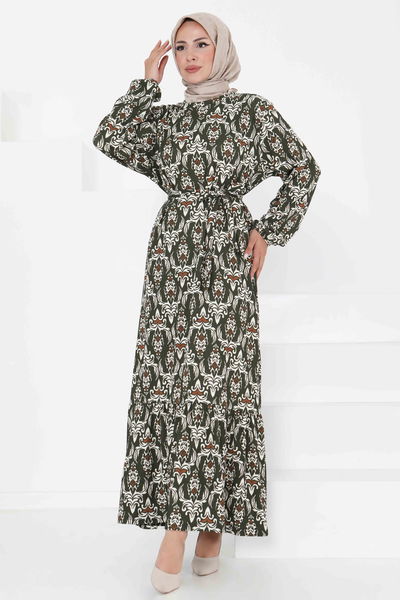 Desenli Elbise - 27368 