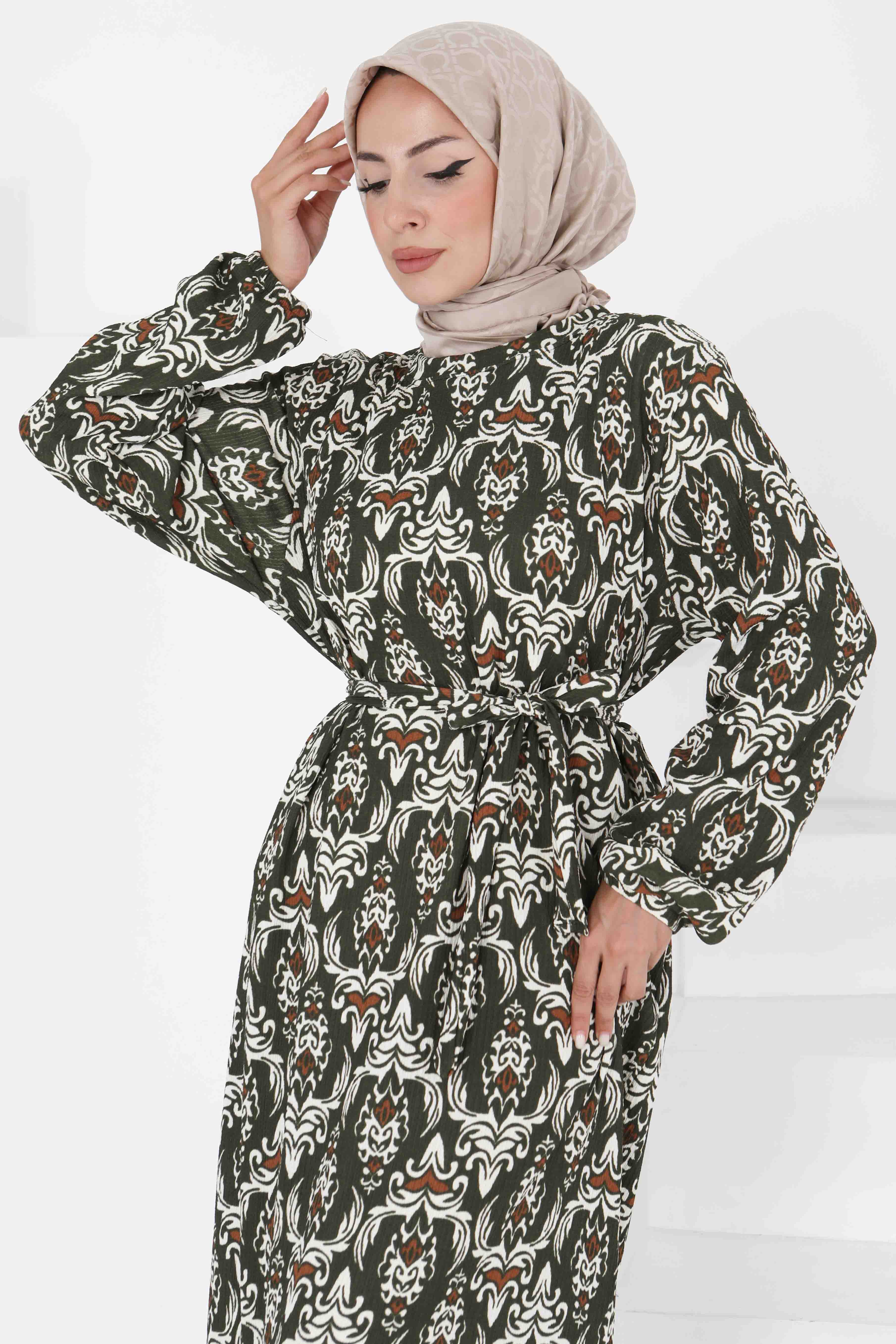 Desenli Elbise - 27368 - 4