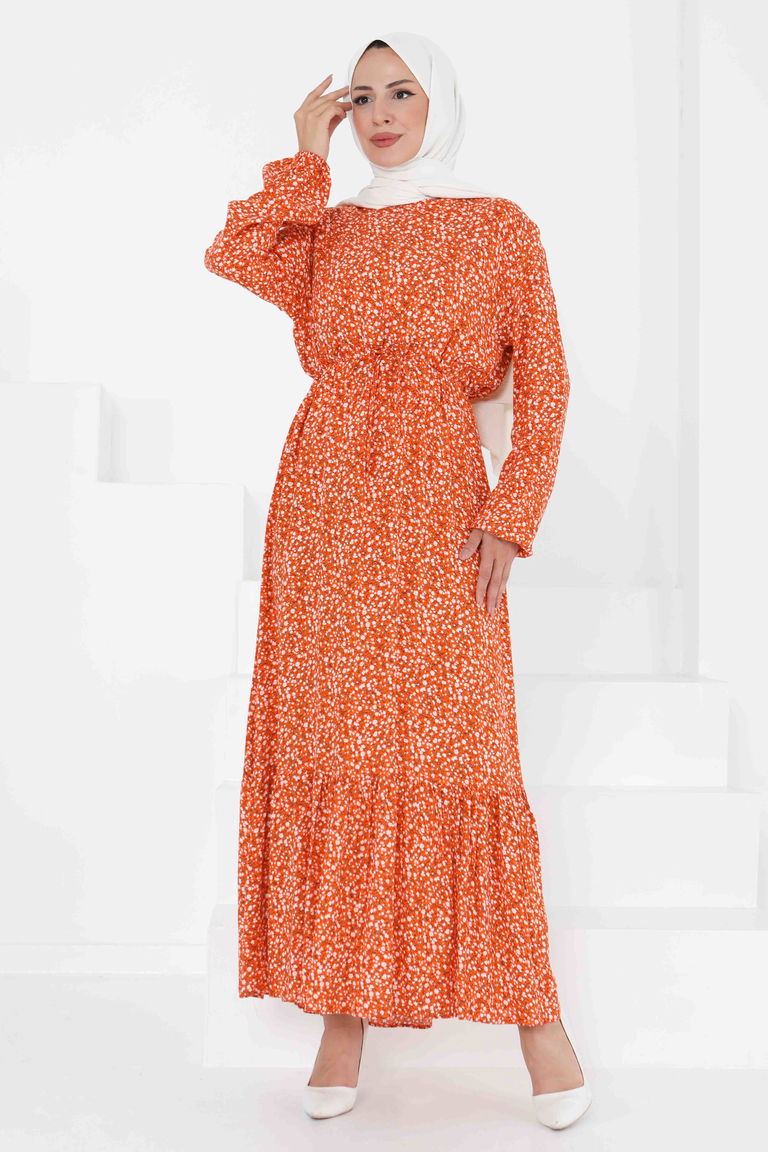 Desenli Elbise - 27421 - TOFİSA