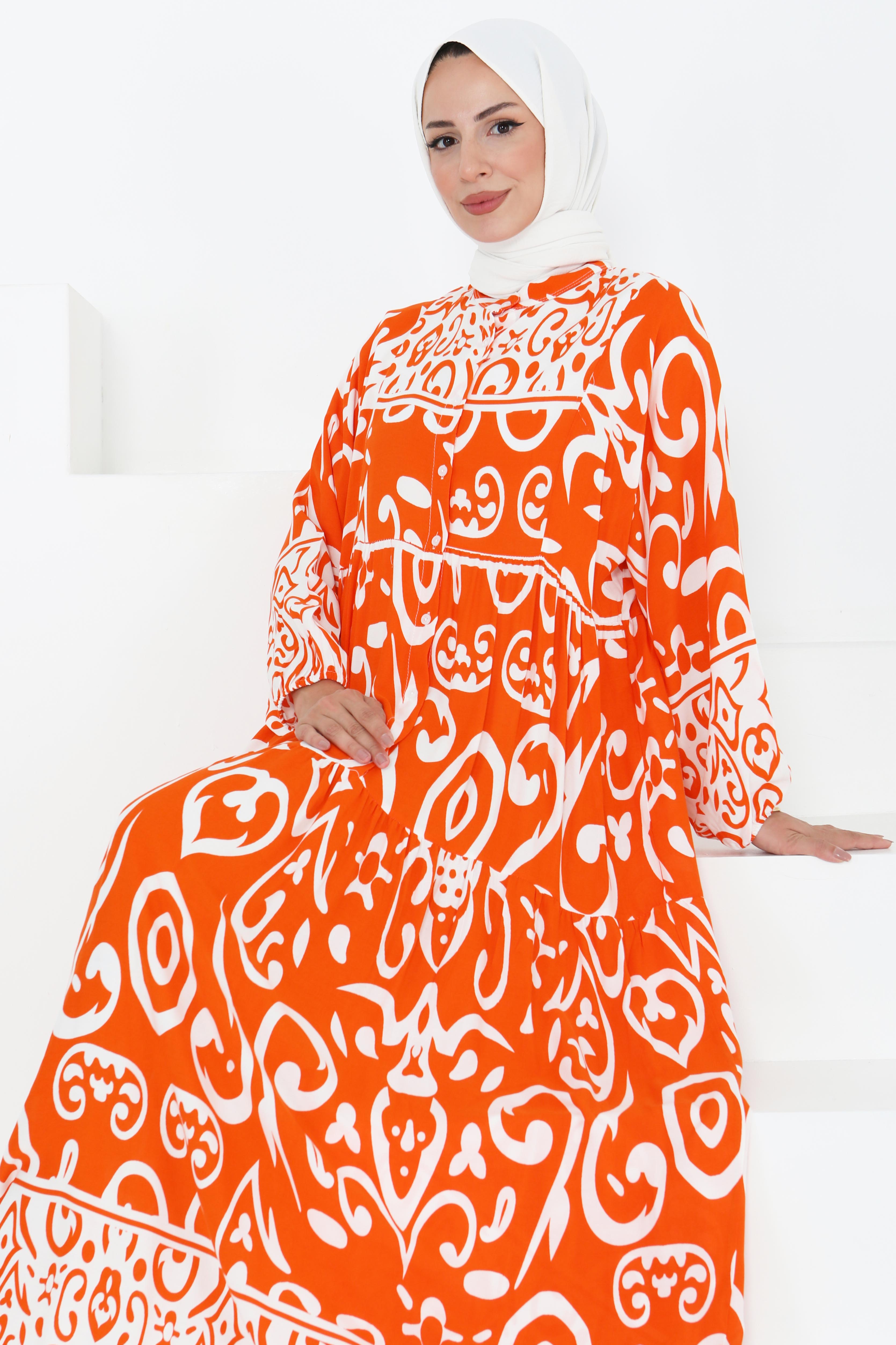Desenli Elbise - 27431 - 1