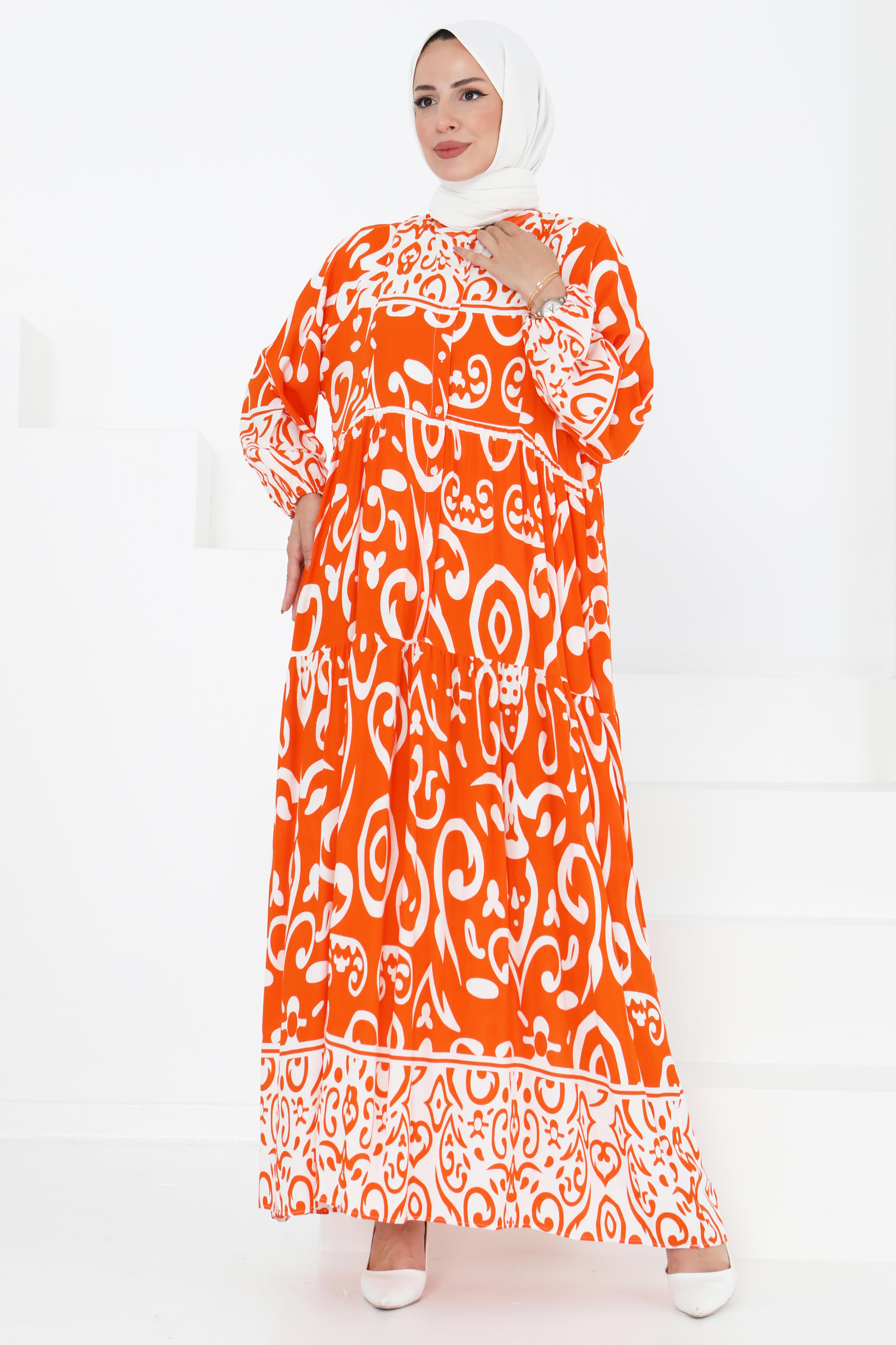 Desenli Elbise - 27431 - 2