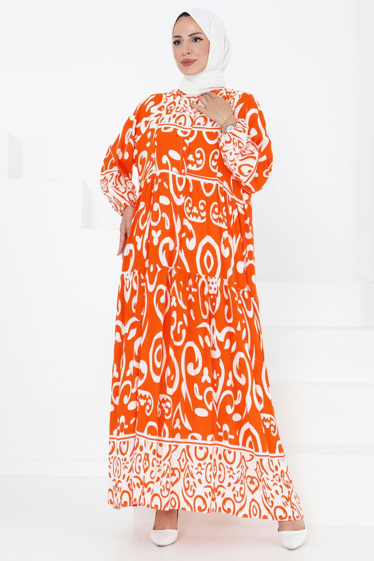 Desenli Elbise - 27431 - TOFİSA