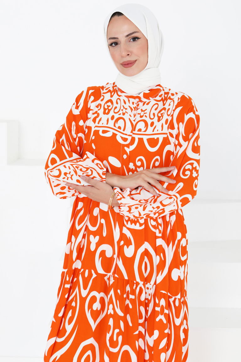 Desenli Elbise - 27431 - TOFİSA