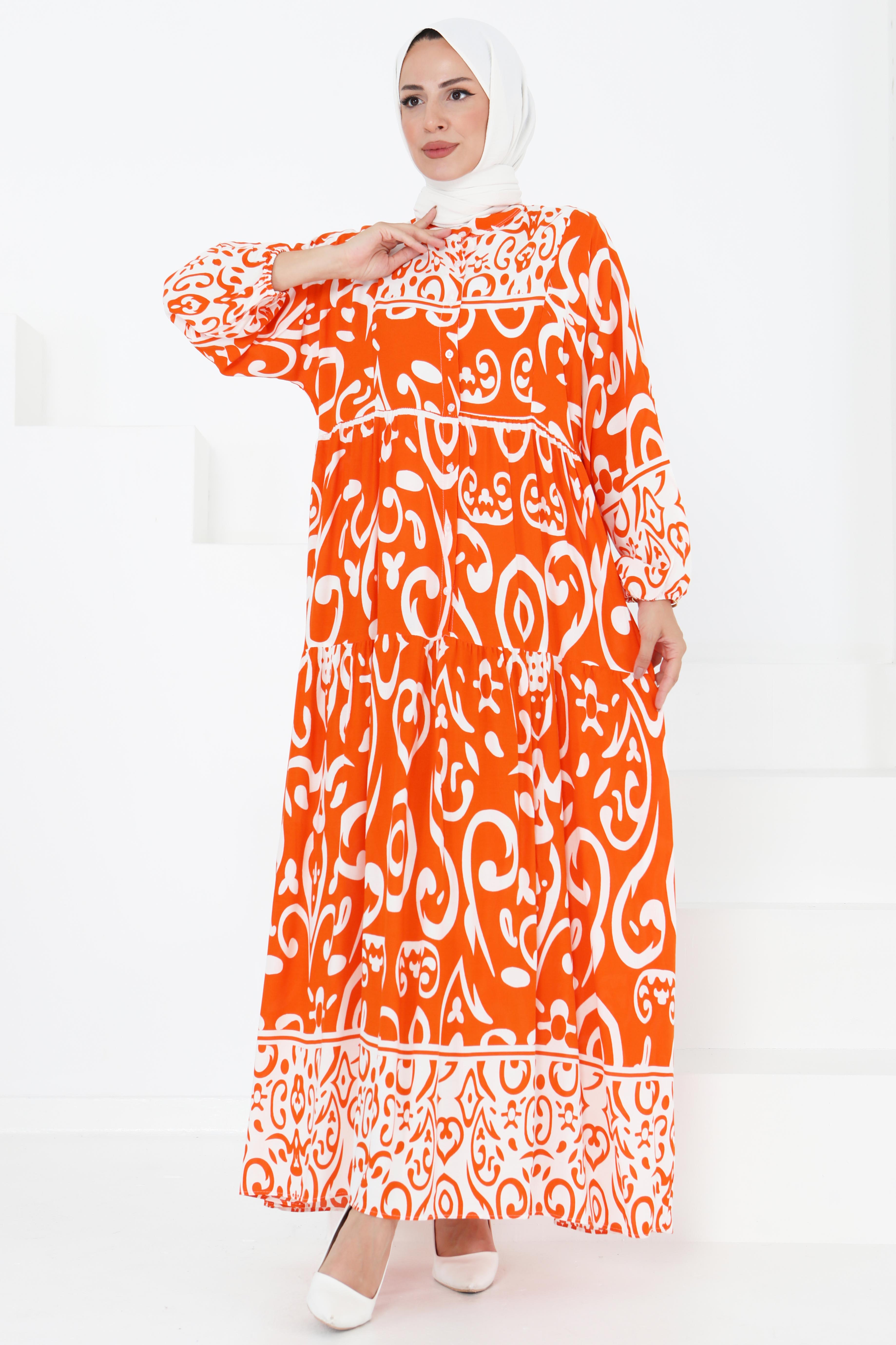 Desenli Elbise - 27431 - 4