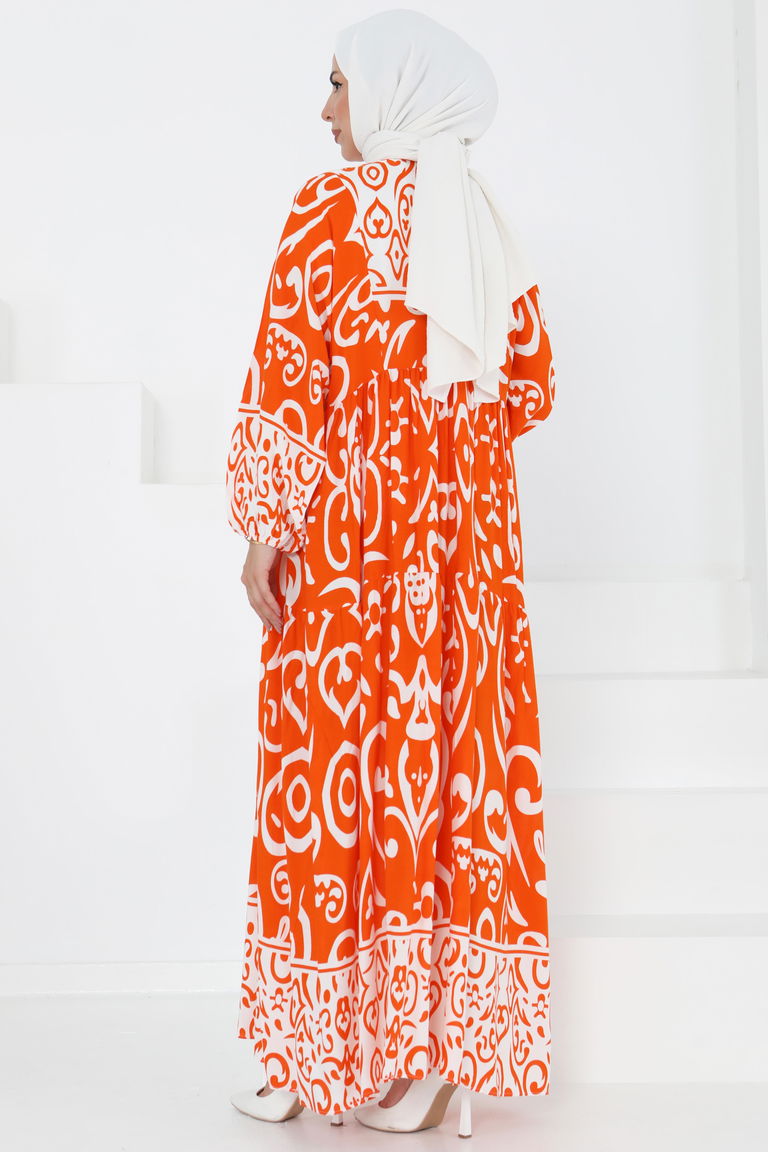 Desenli Elbise - 27431 - TOFİSA