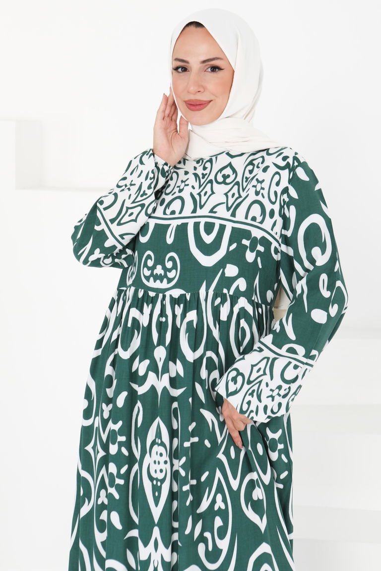 Desenli Elbise - 27431 - TOFİSA