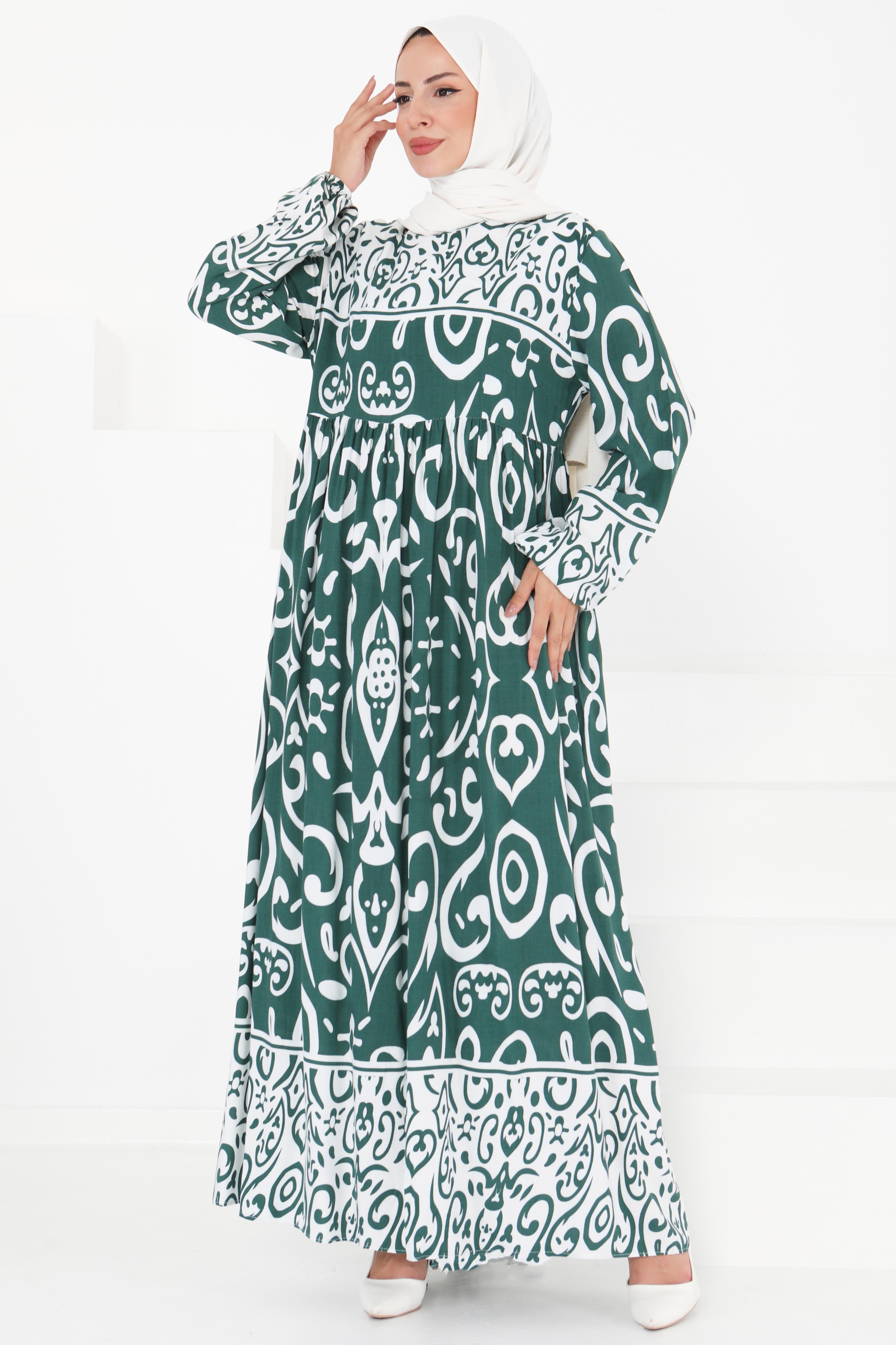 Desenli Elbise - 27431 - 3