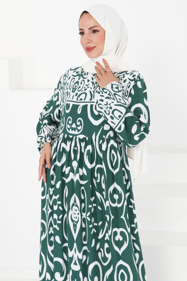 Desenli Elbise - 27431 - TOFİSA