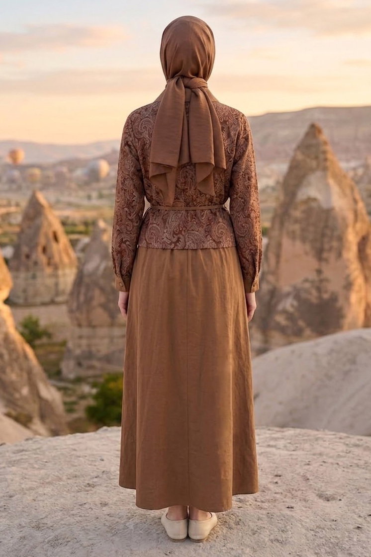 Desenli Etekli Takım Vizon - 28495-VIZON - 4