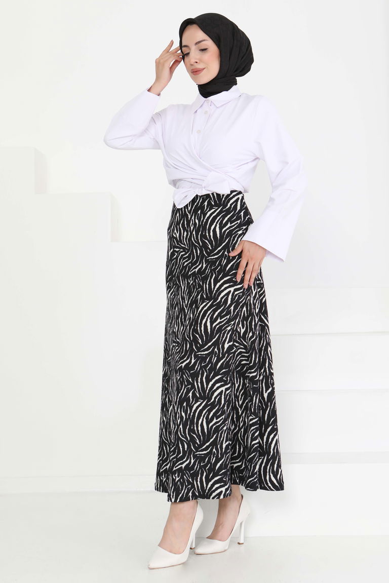 Desenli Kiloş Etek - 27238 - TOFİSA