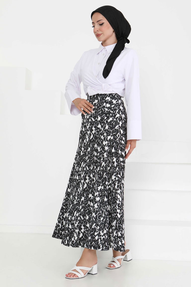 Desenli Kiloş Etek - 27373 - TOFİSA