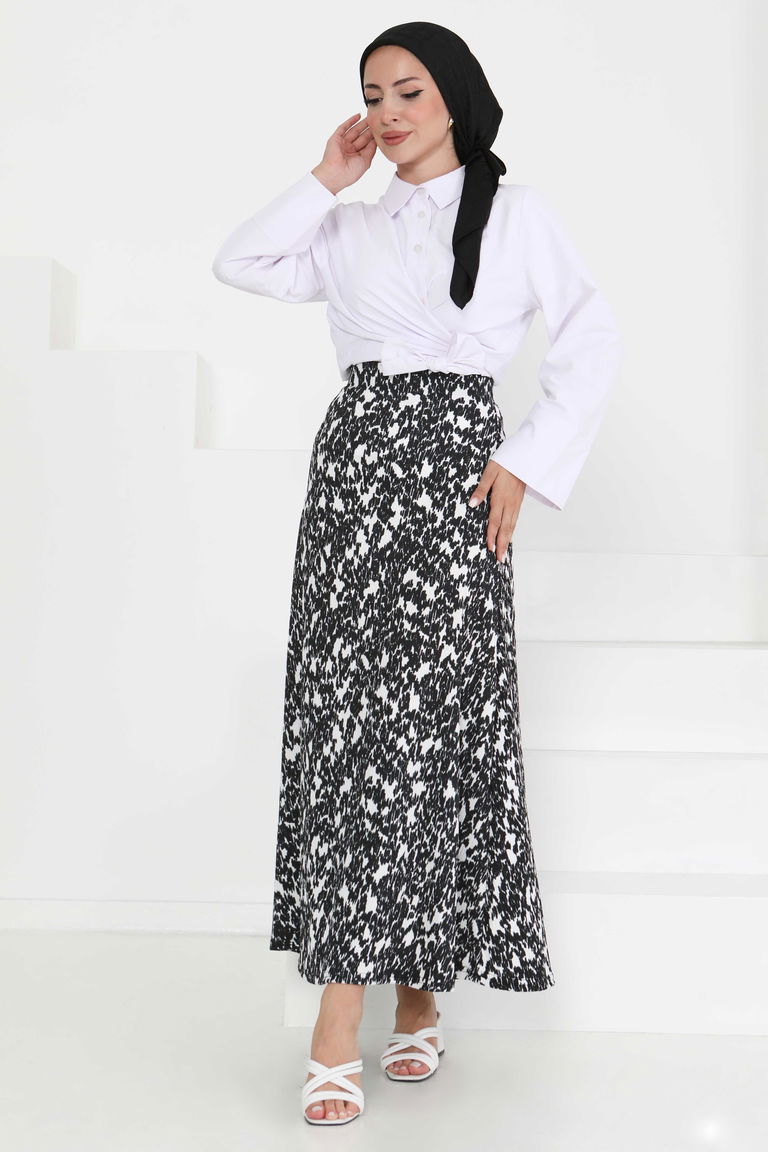 Desenli Kiloş Etek - 27373 - TOFİSA