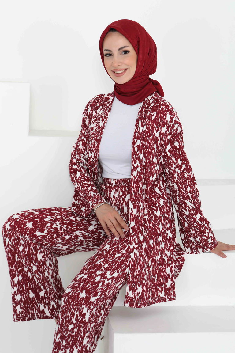Desenli Kimono Takım - 27132 - TOFİSA