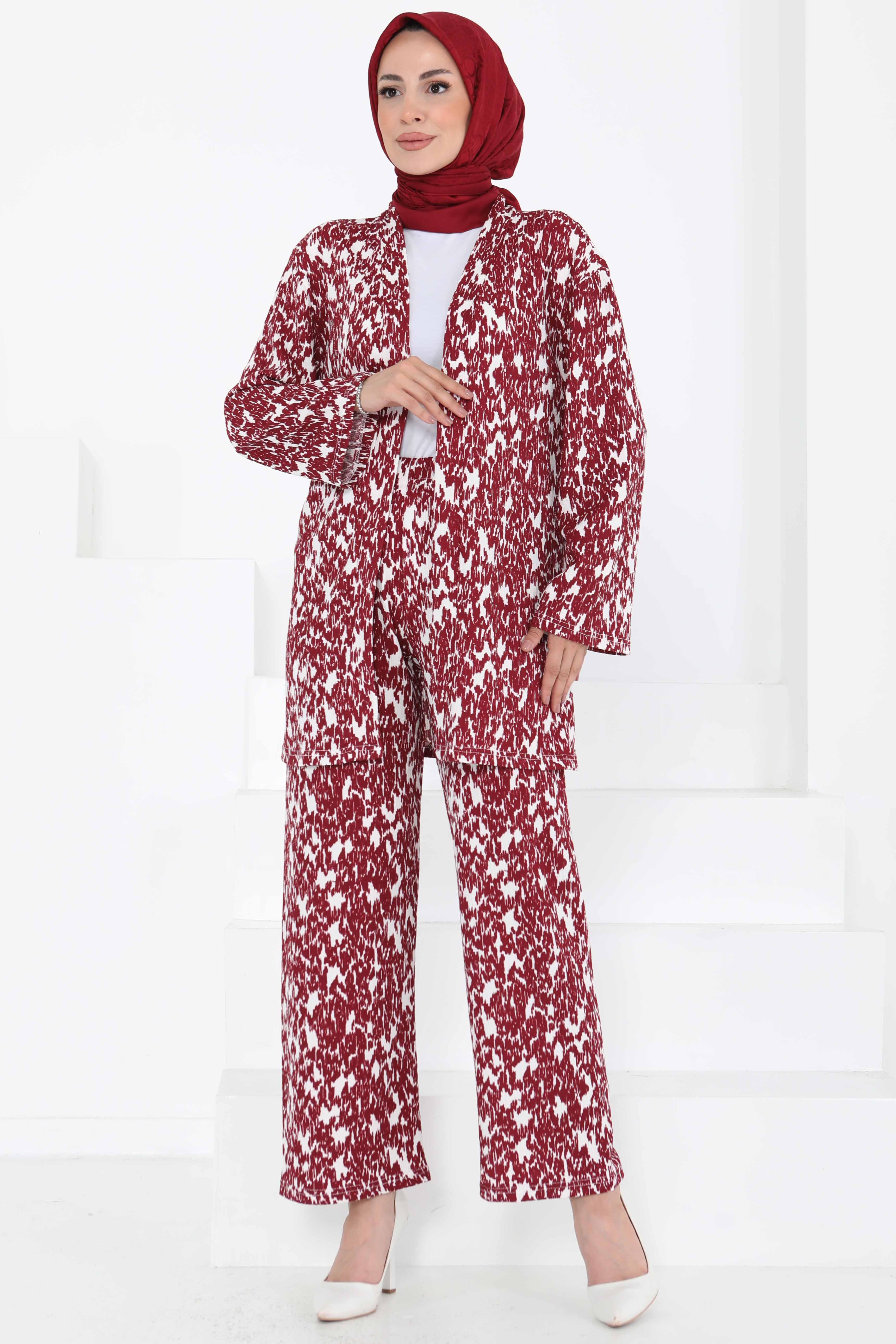 Desenli Kimono Takım - 27132 - 2