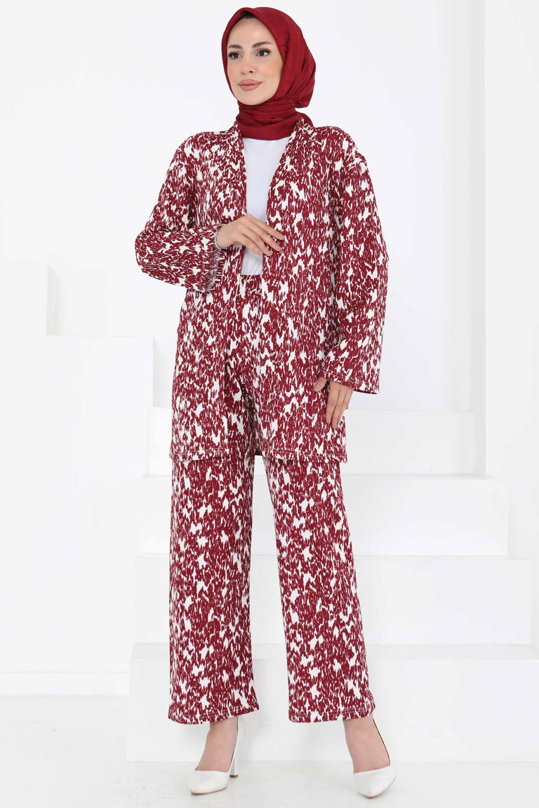 Desenli Kimono Takım - 27132 - TOFİSA