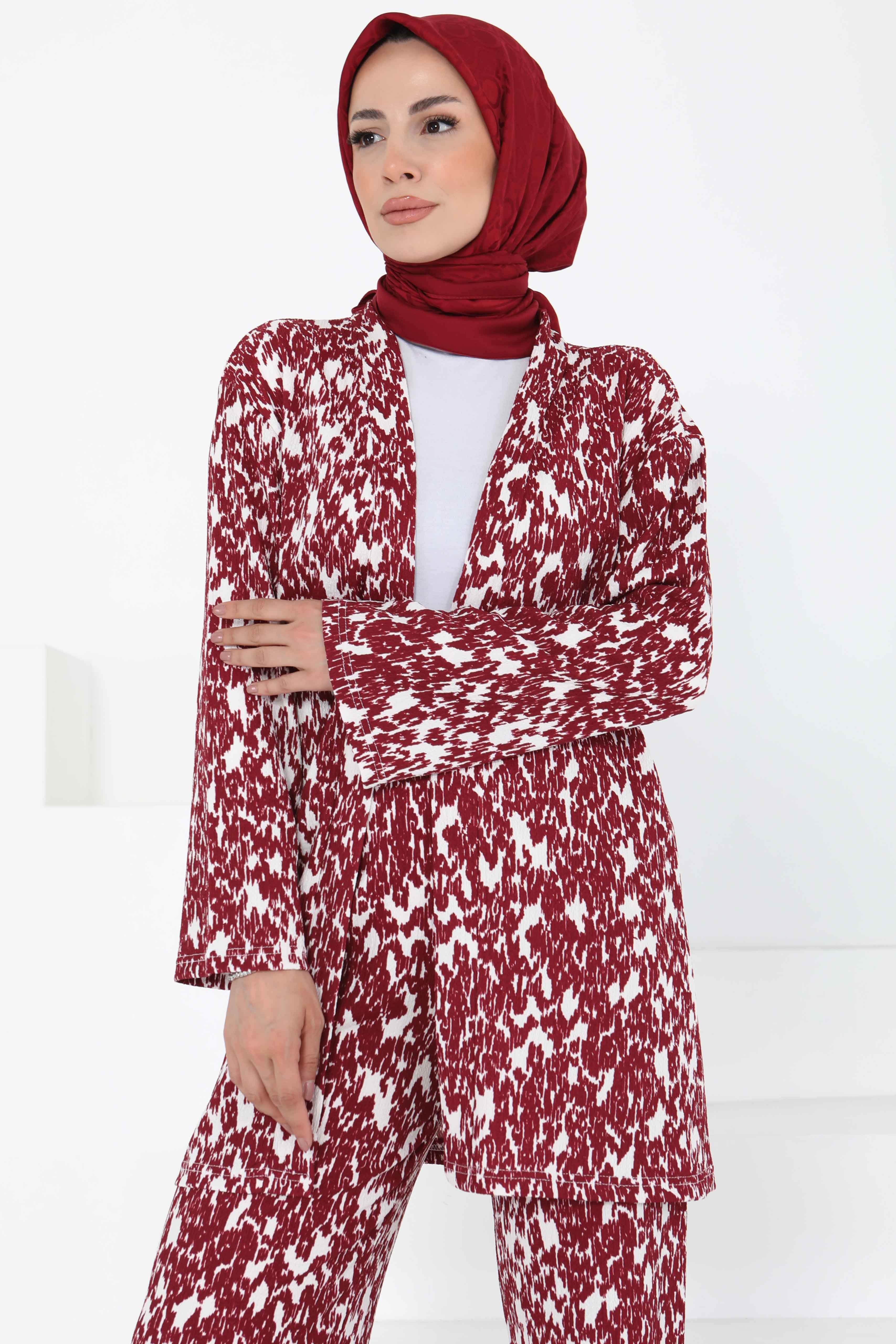 Desenli Kimono Takım - 27132 - 3
