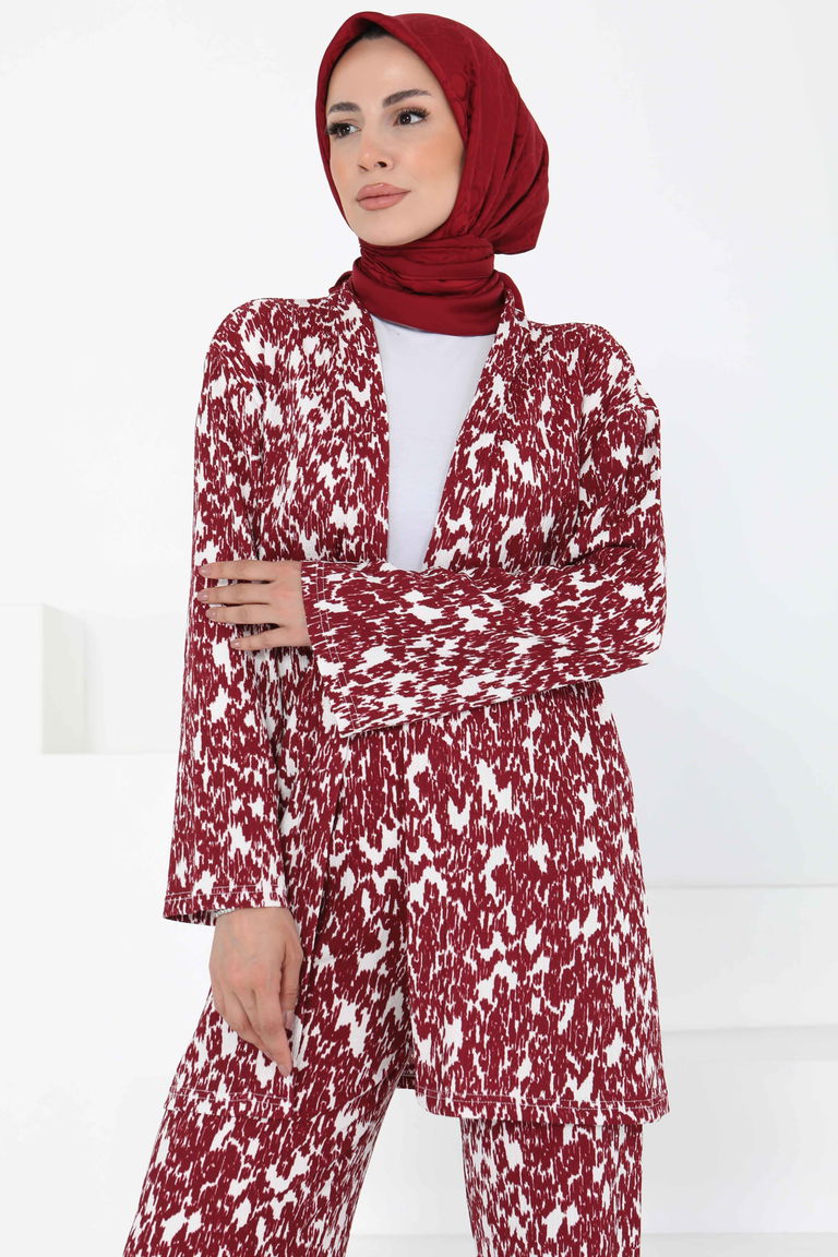 Desenli Kimono Takım - 27132 - TOFİSA