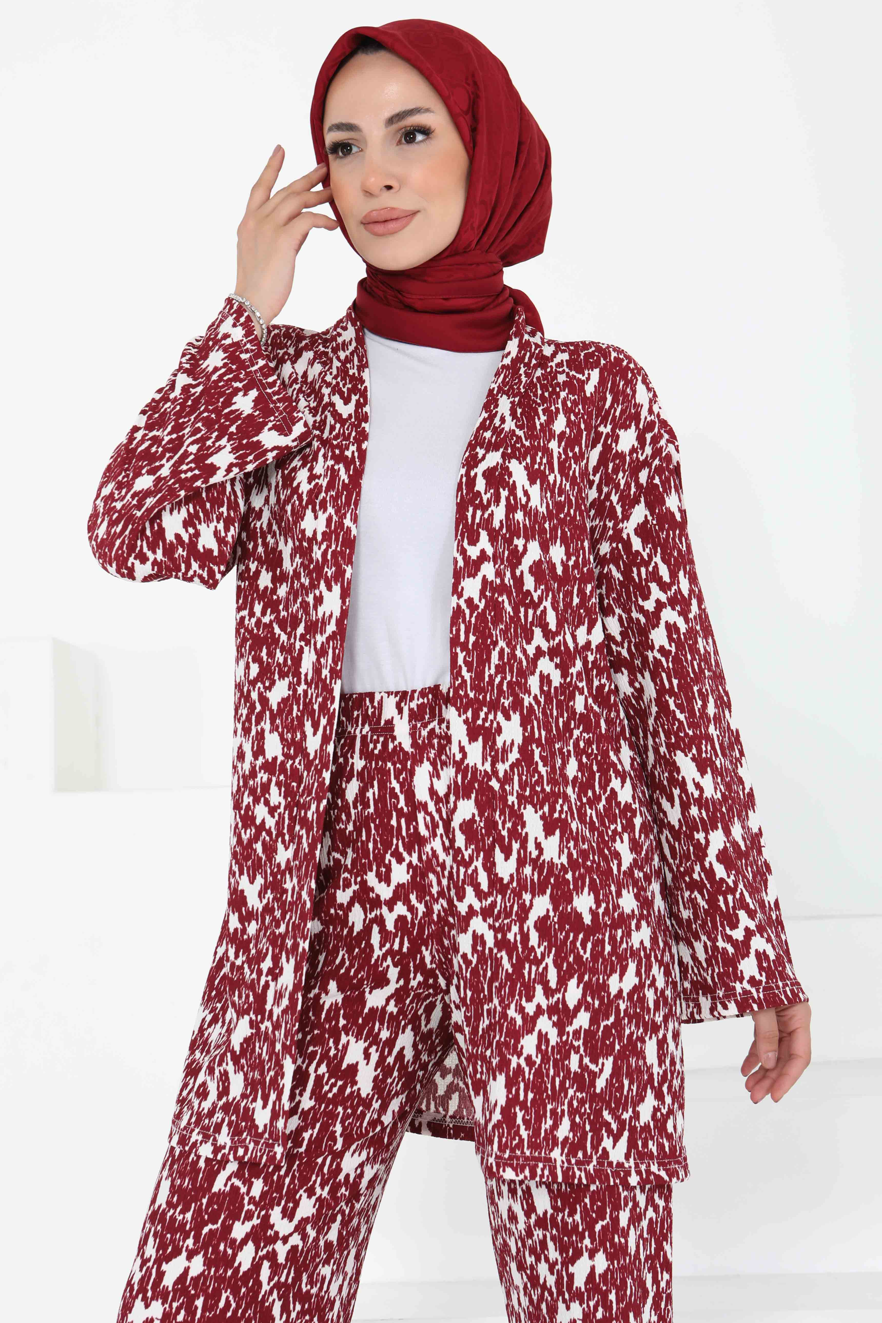 Desenli Kimono Takım - 27132 - 5