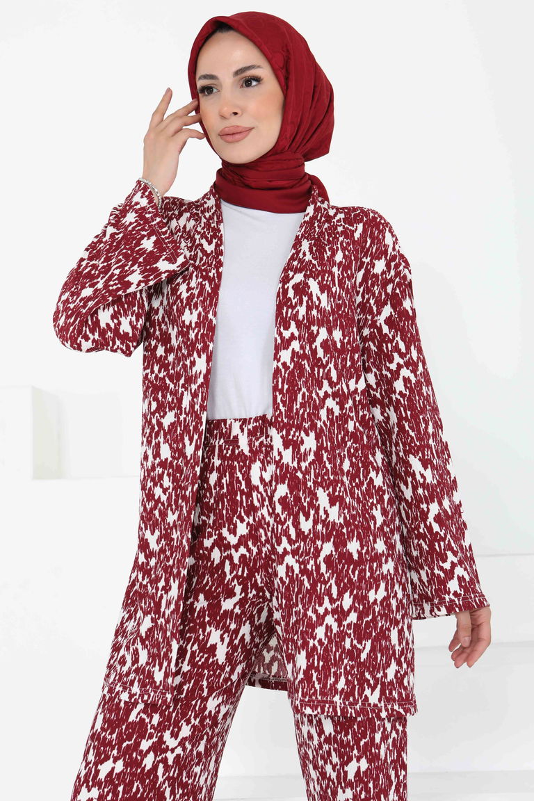 Desenli Kimono Takım - 27132 - TOFİSA