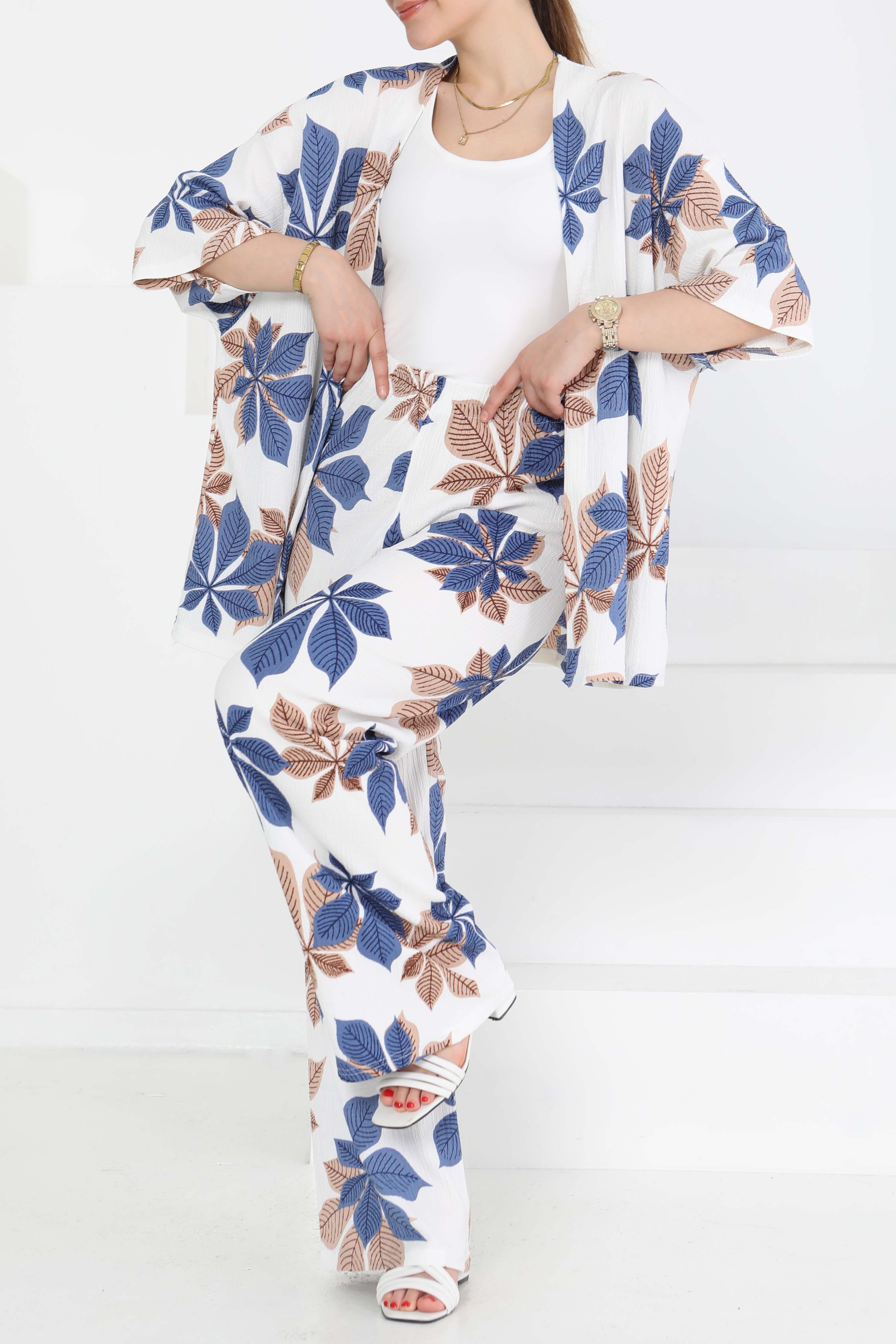 Desenli Kimono Takım - 27284 - 1