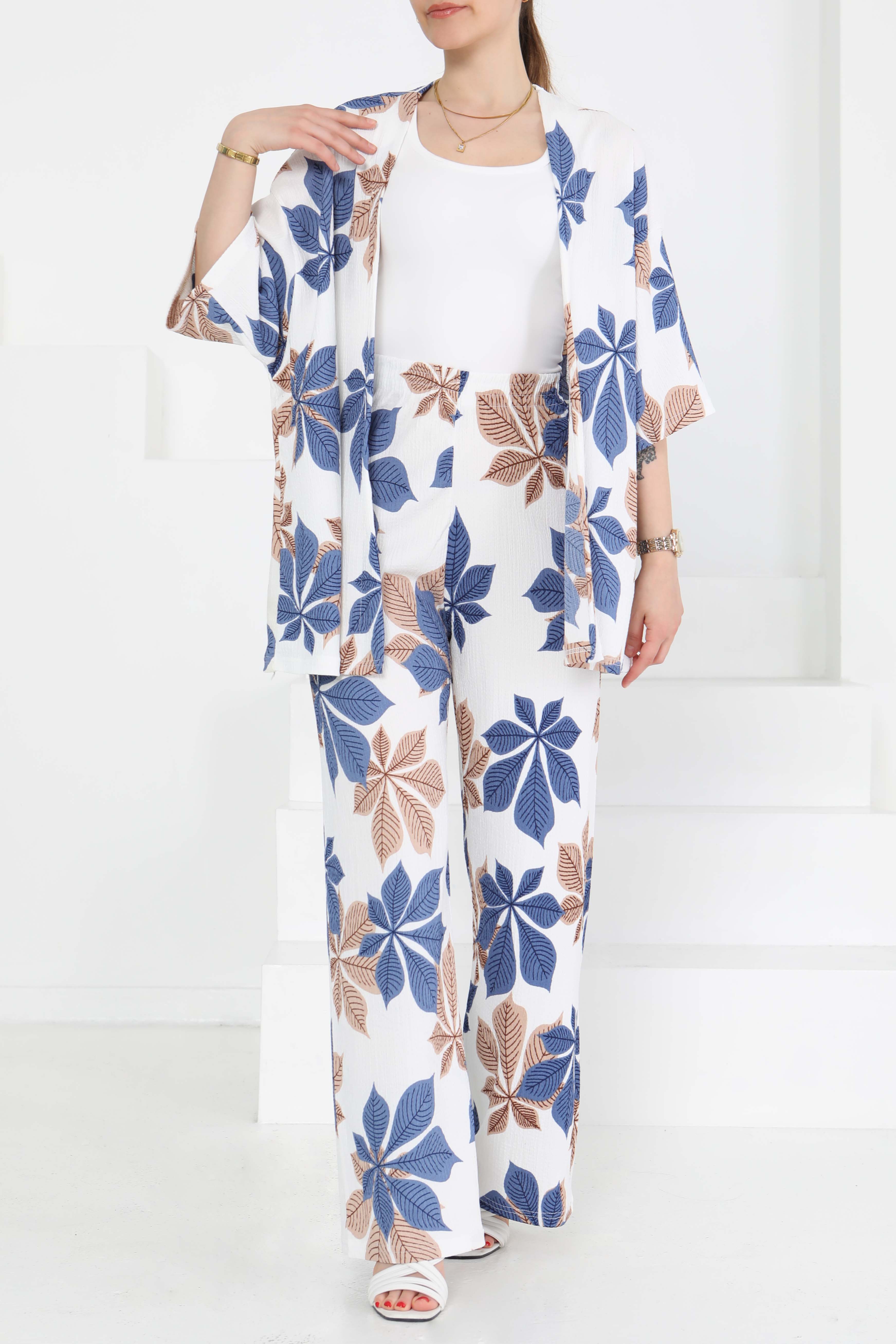 Desenli Kimono Takım - 27284 - 2