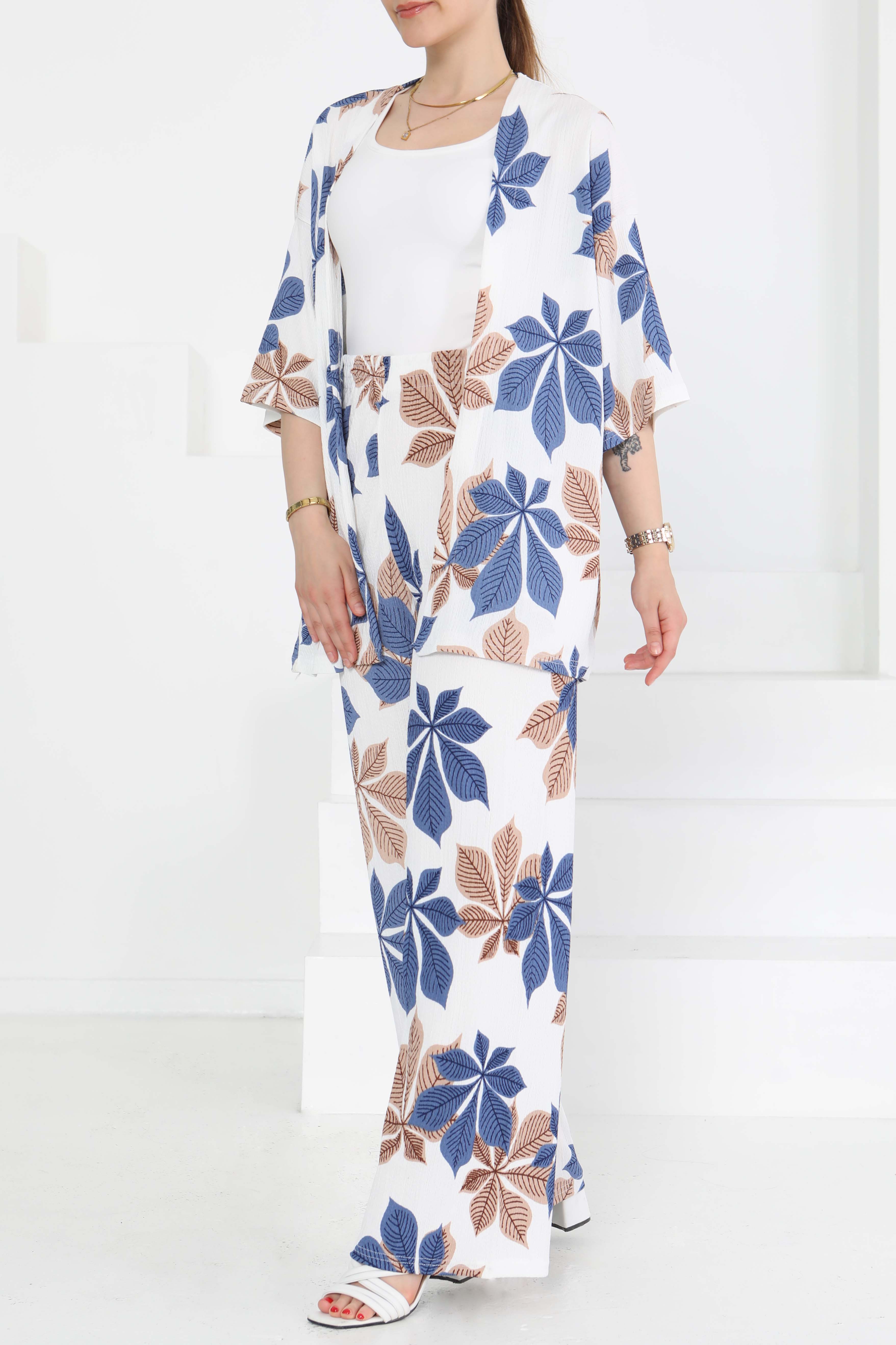 Desenli Kimono Takım - 27284 - 4