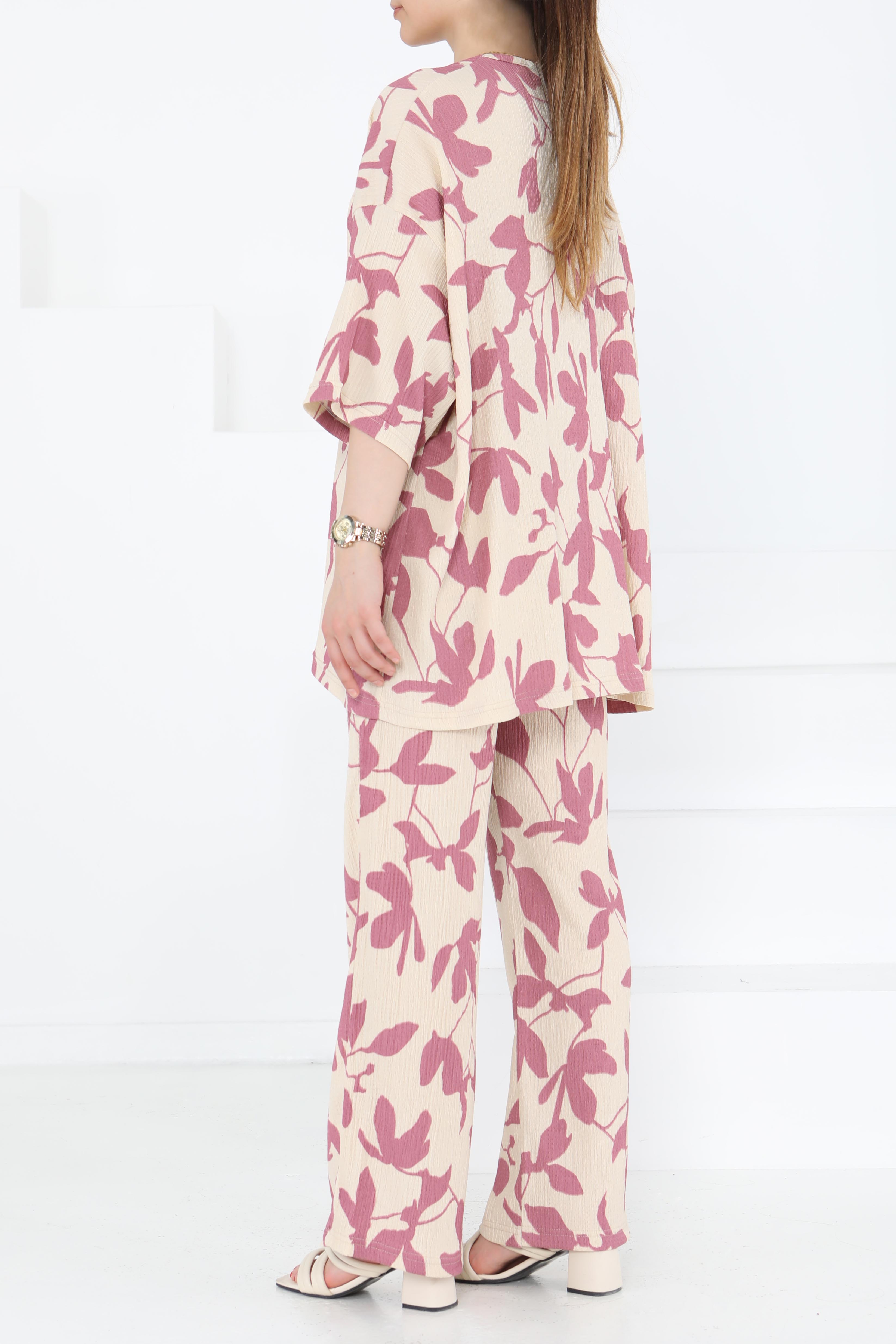 Desenli Kimono Takım Gül - 27285 - 5