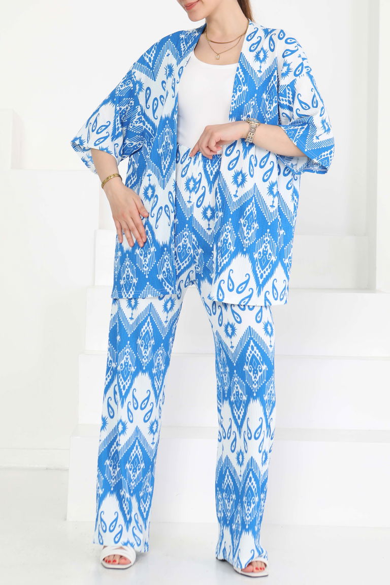 Desenli Kimono Takım - 27286 - TOFİSA