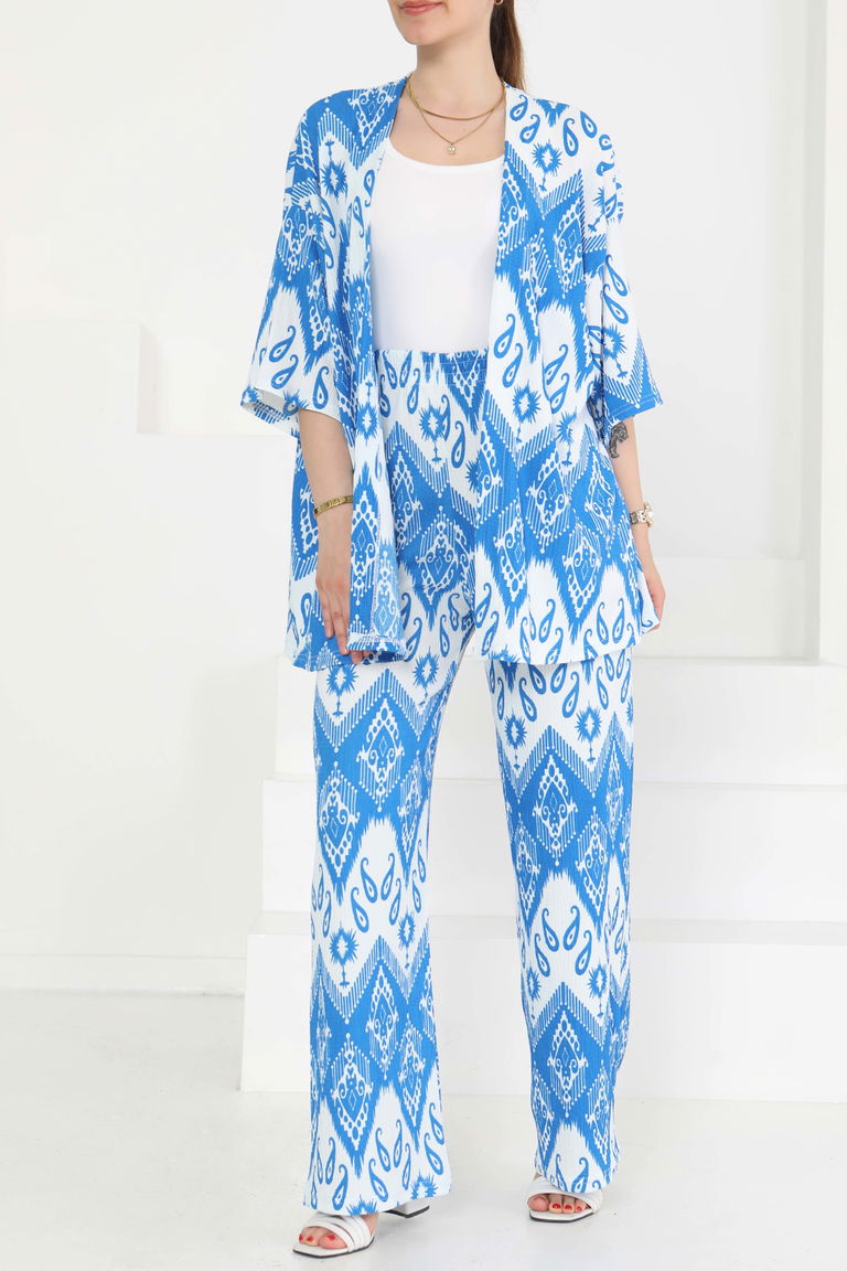 Desenli Kimono Takım - 27286 - TOFİSA