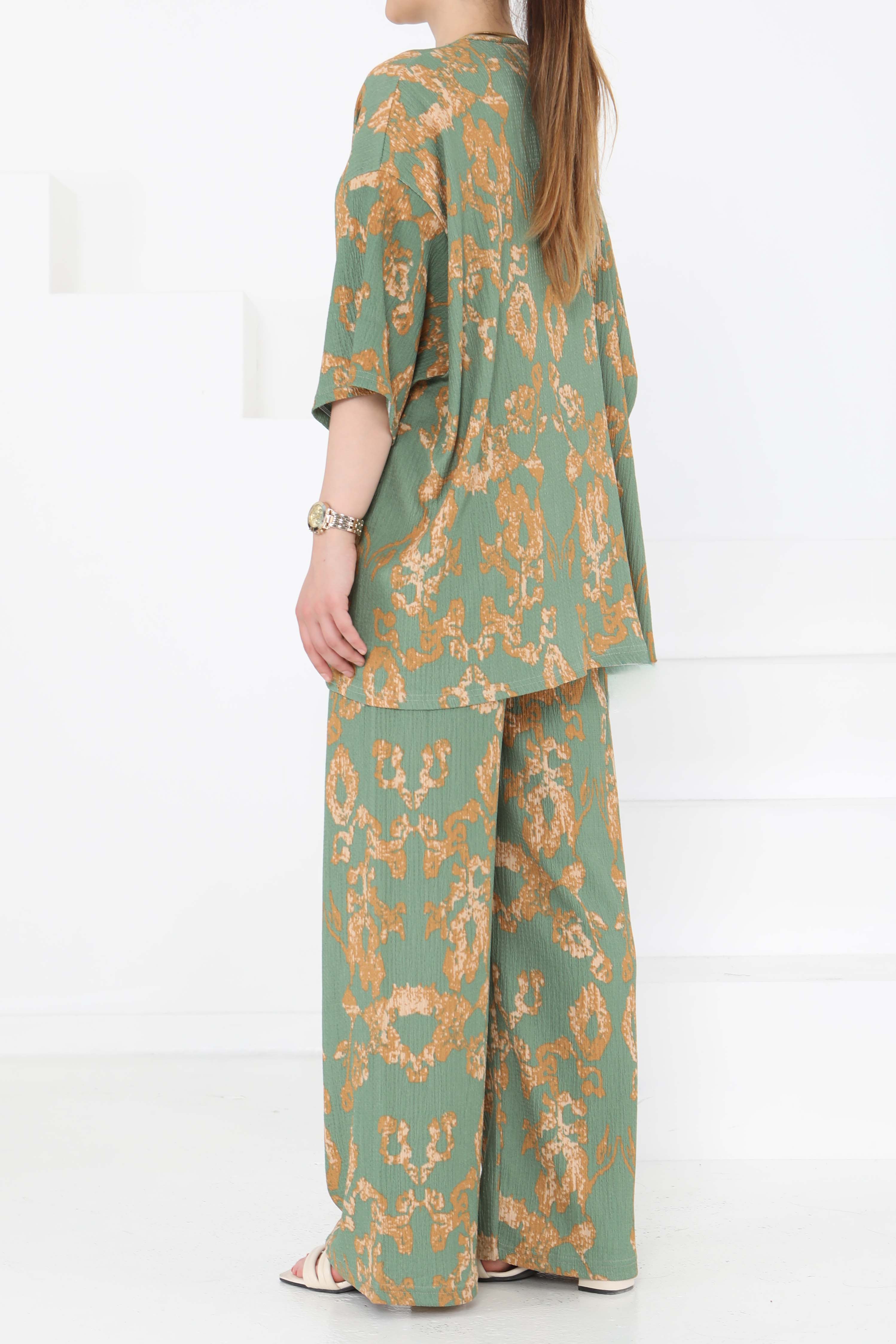 Desenli Kimono Takım - 27287 - 5