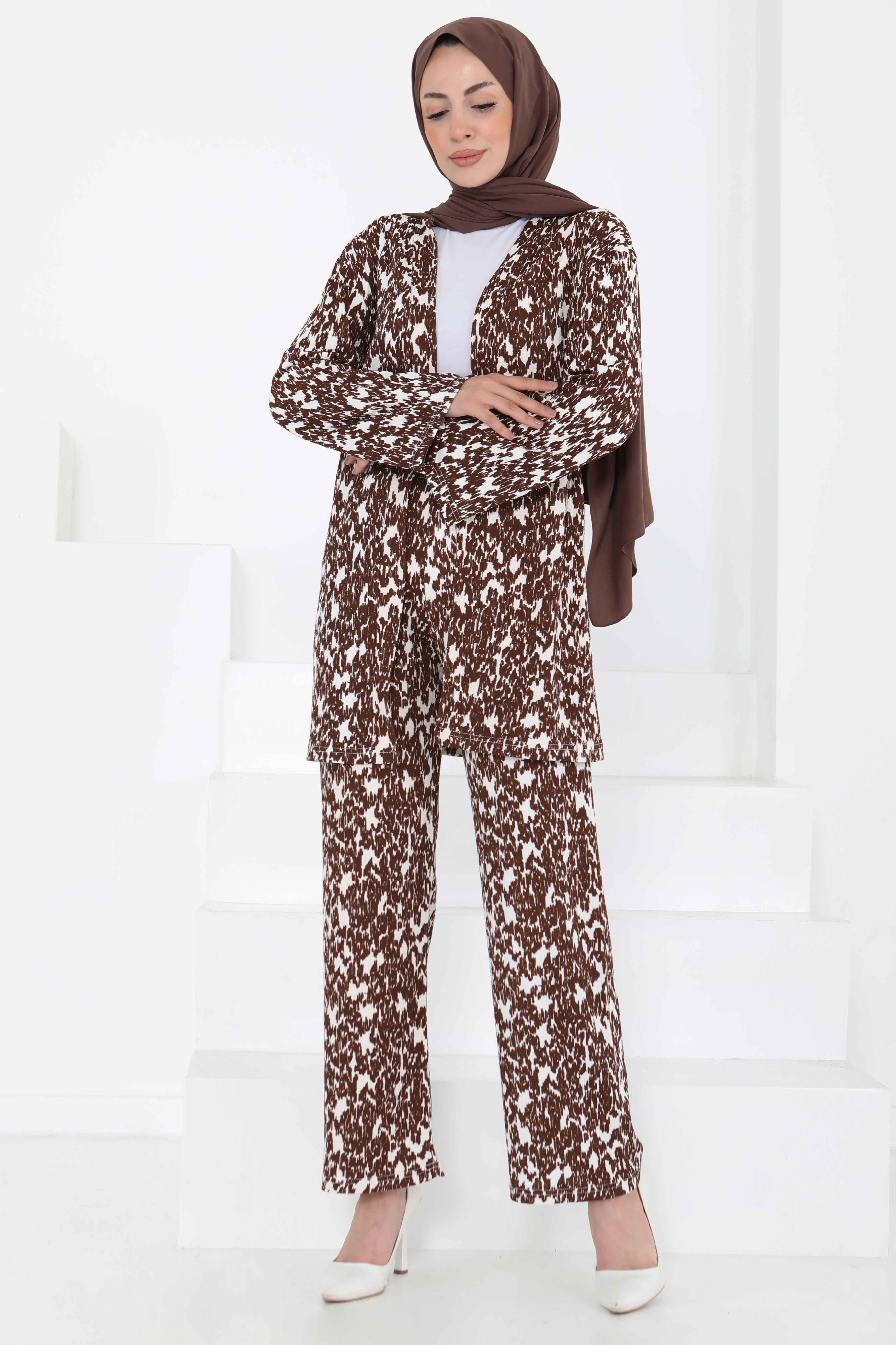 Desenli Kimono Takım - 27132 - 1