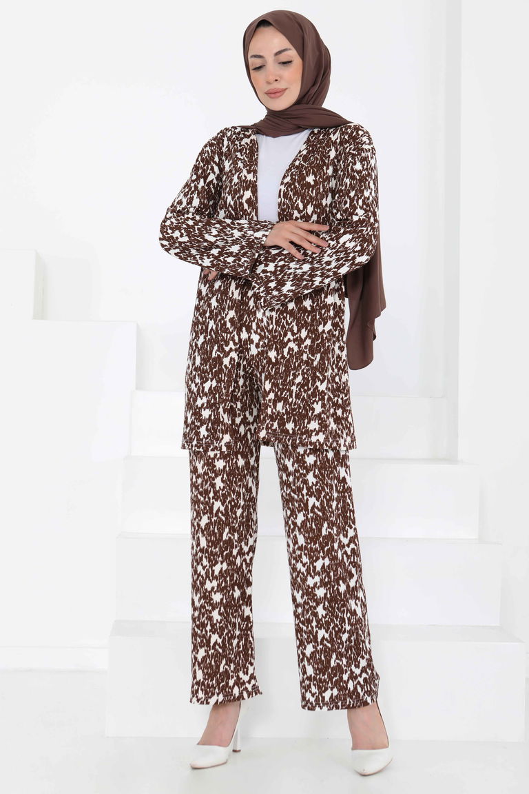 Desenli Kimono Takım - 27132 - TOFİSA