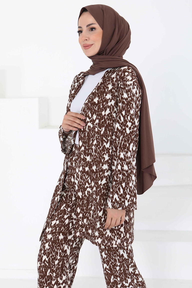 Desenli Kimono Takım - 27132 - TOFİSA