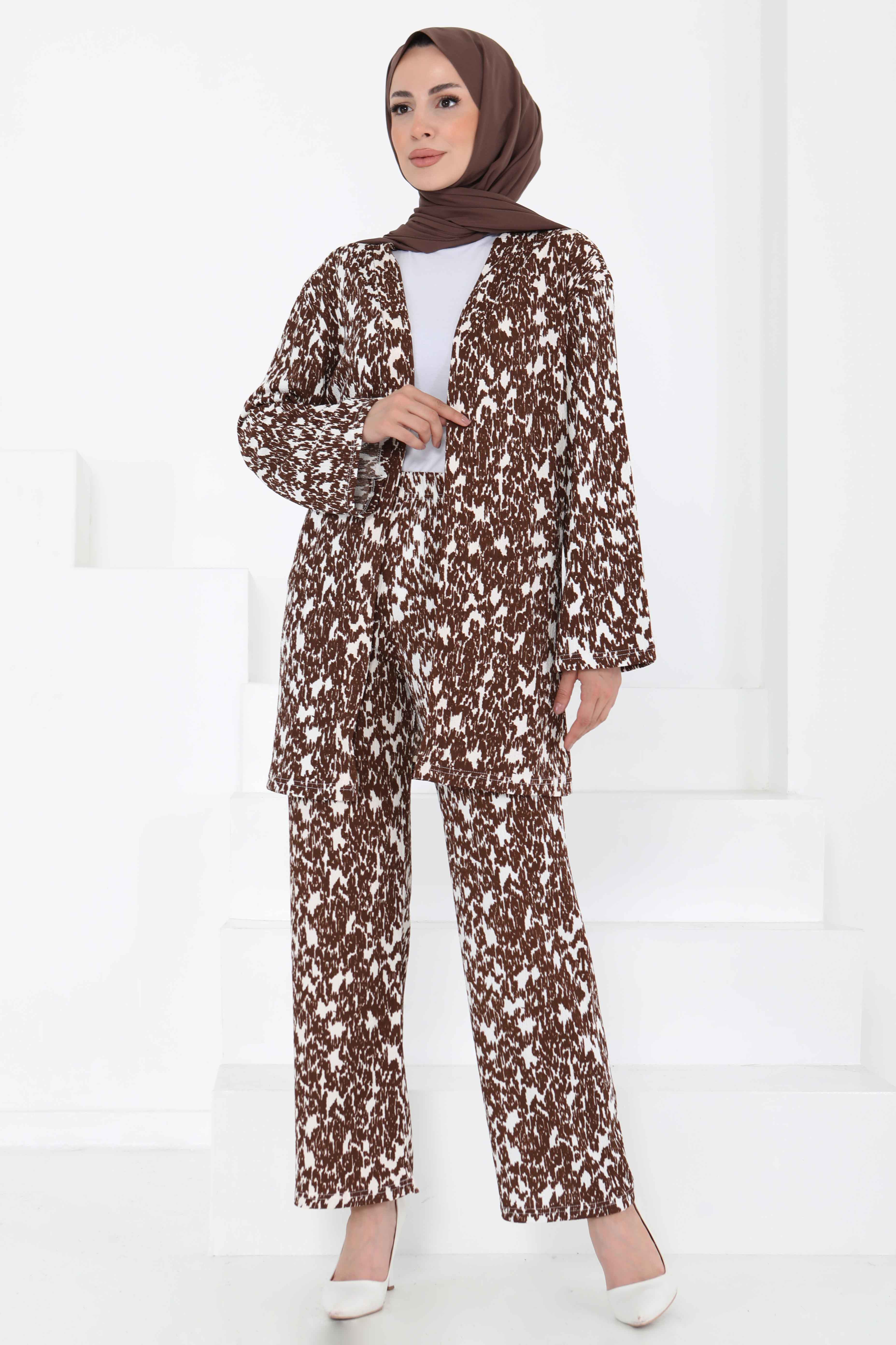 Desenli Kimono Takım - 27132 - 5
