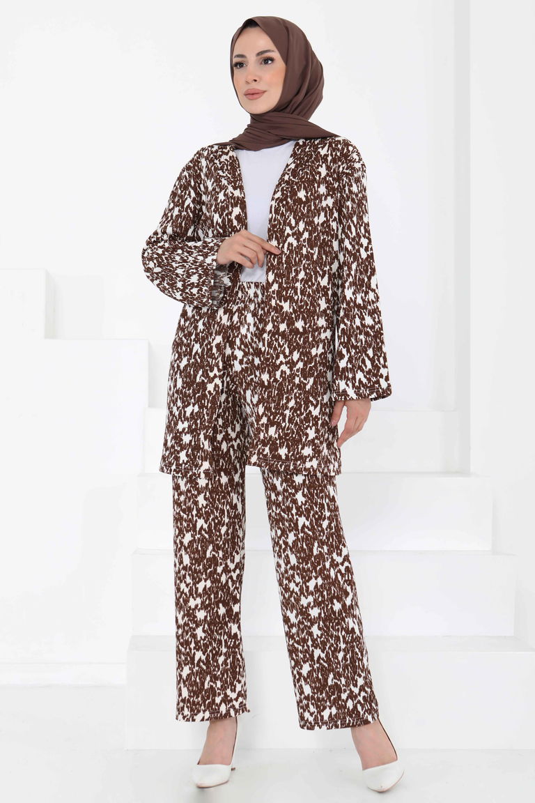 Desenli Kimono Takım - 27132 - TOFİSA