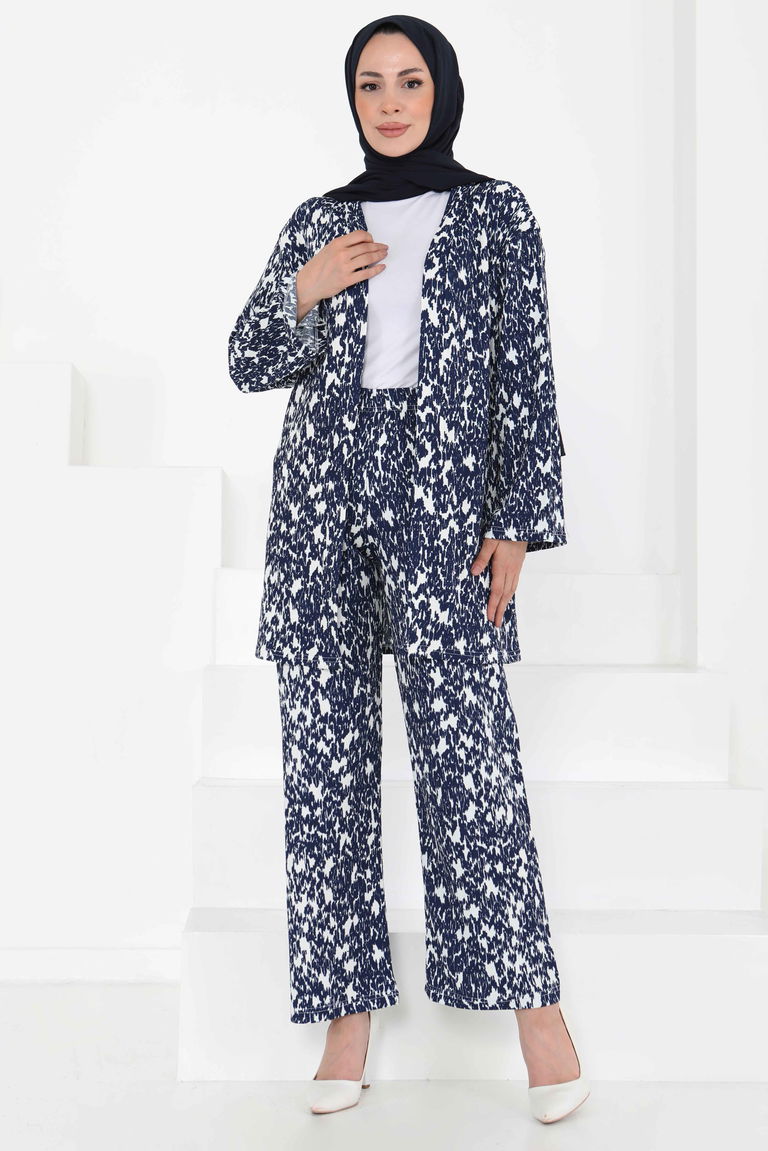 Desenli Kimono Takım - 27132 - TOFİSA